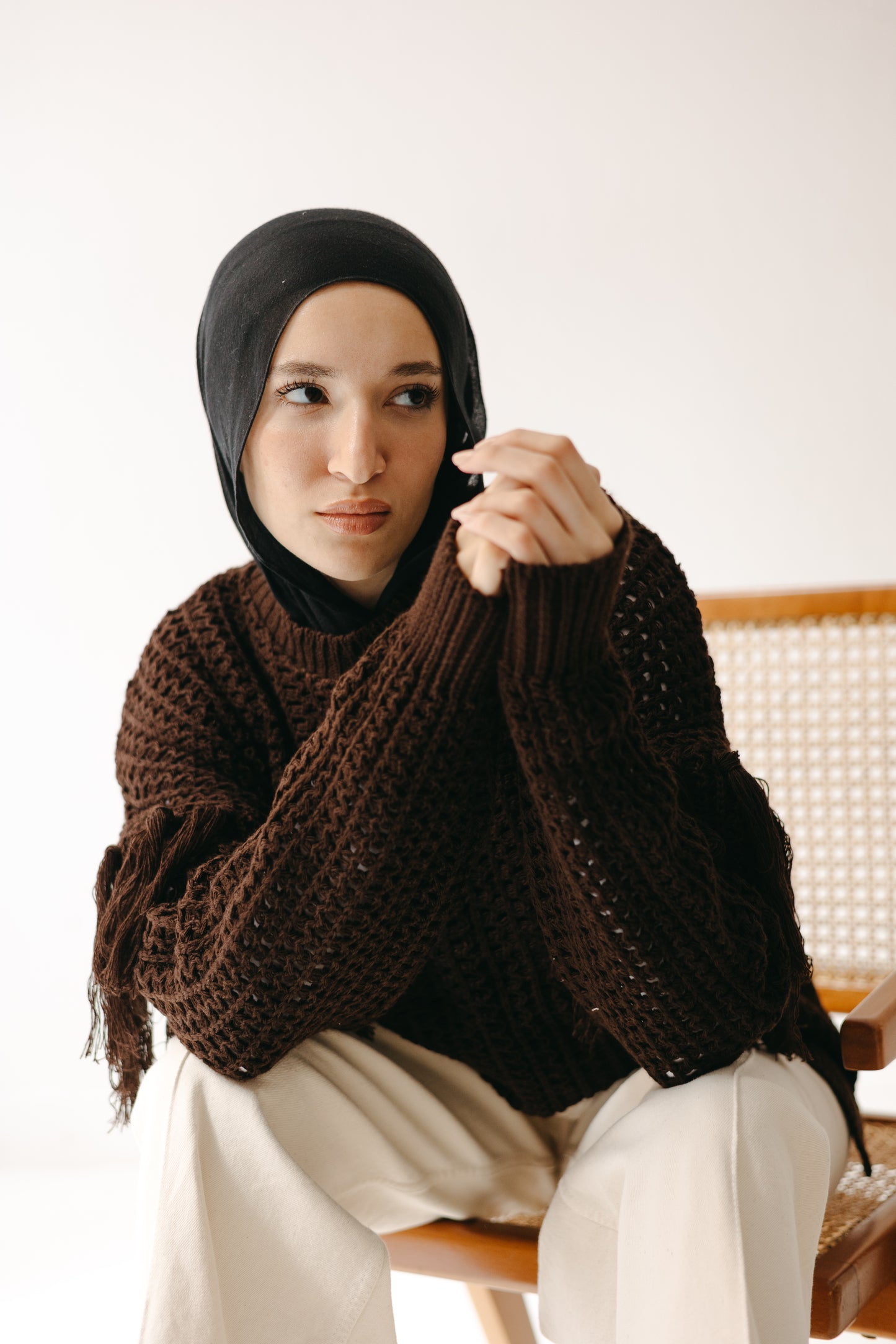 The Fringed Flow Knit in Cocoa