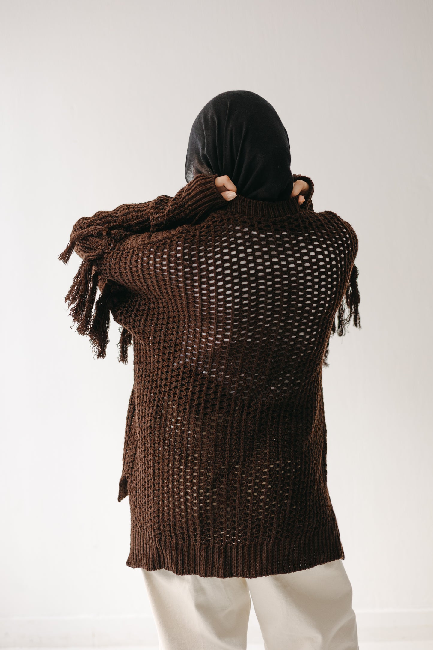 The Fringed Flow Knit in Cocoa