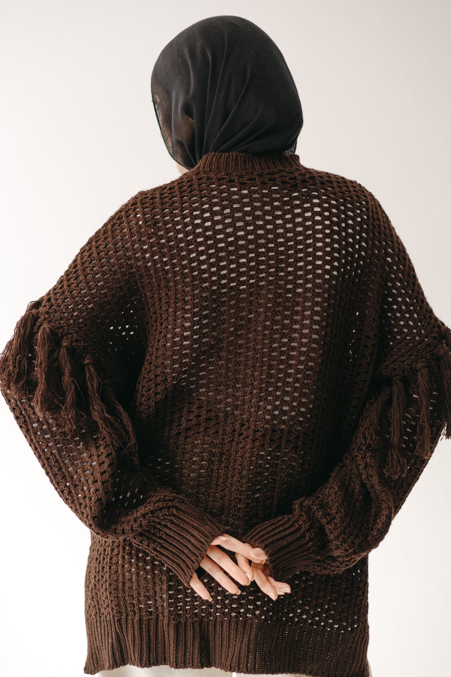 The Fringed Flow Knit in Cocoa