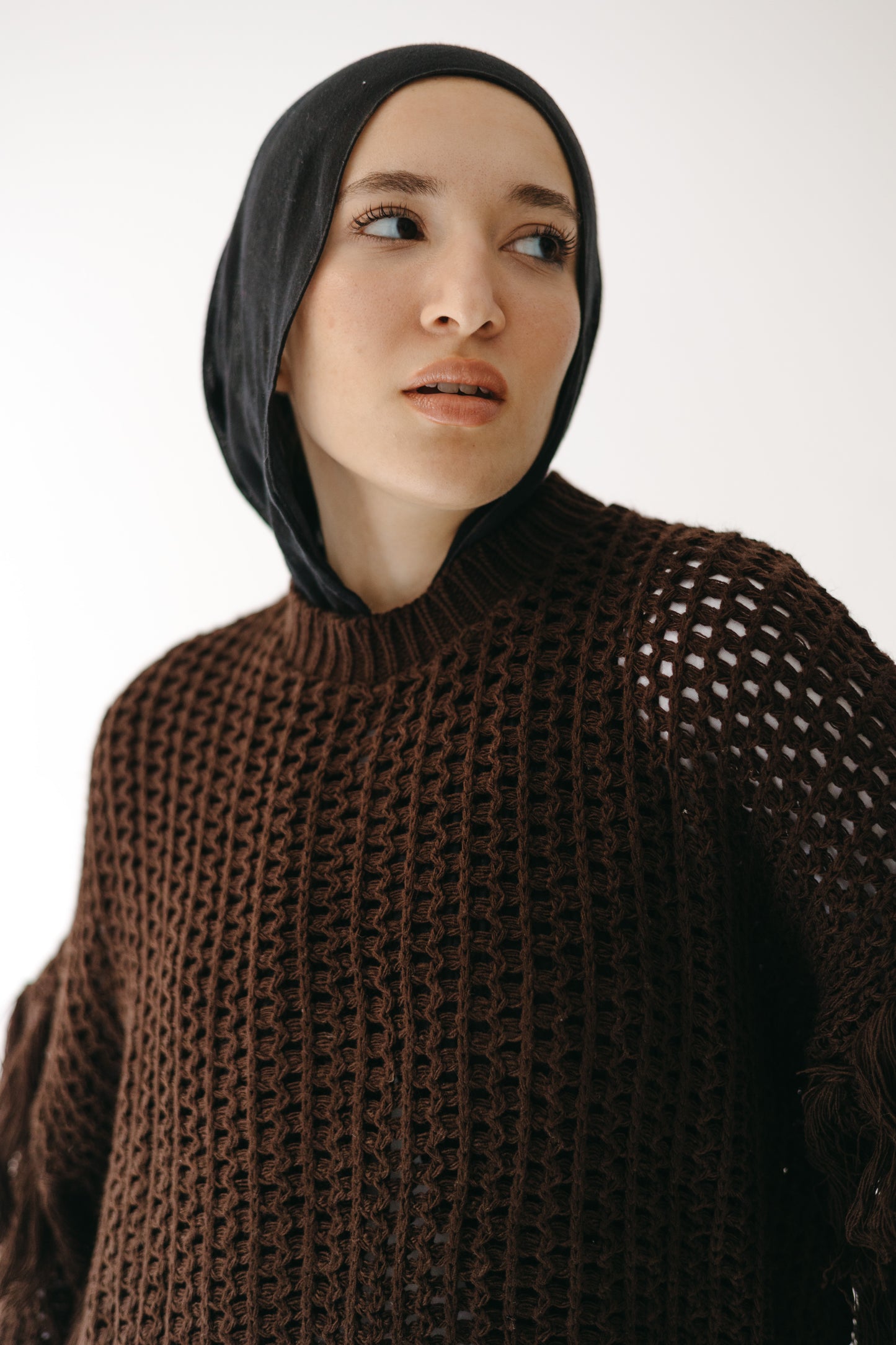 The Fringed Flow Knit in Cocoa