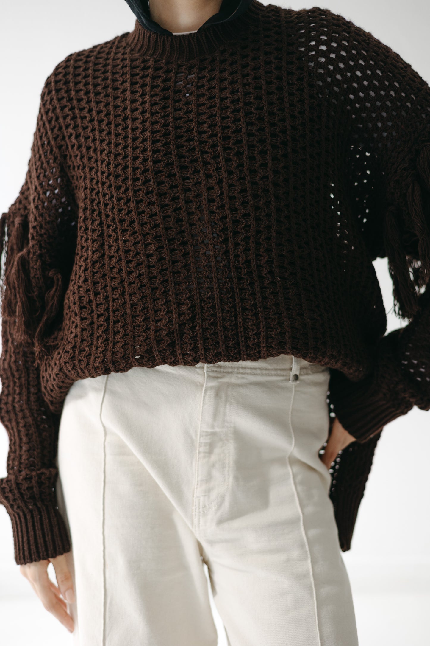 The Fringed Flow Knit in Cocoa