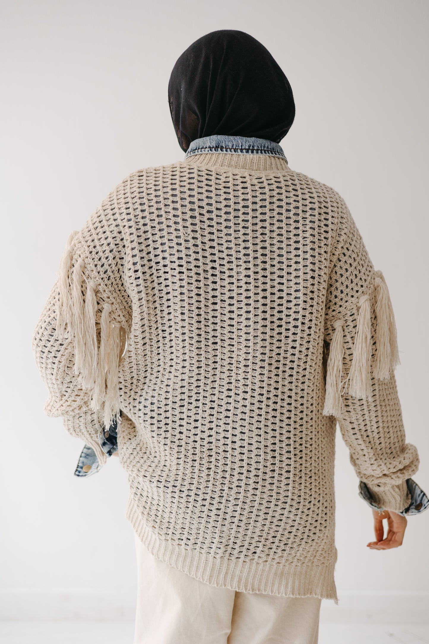 The Fringed Flow Knit in Cream