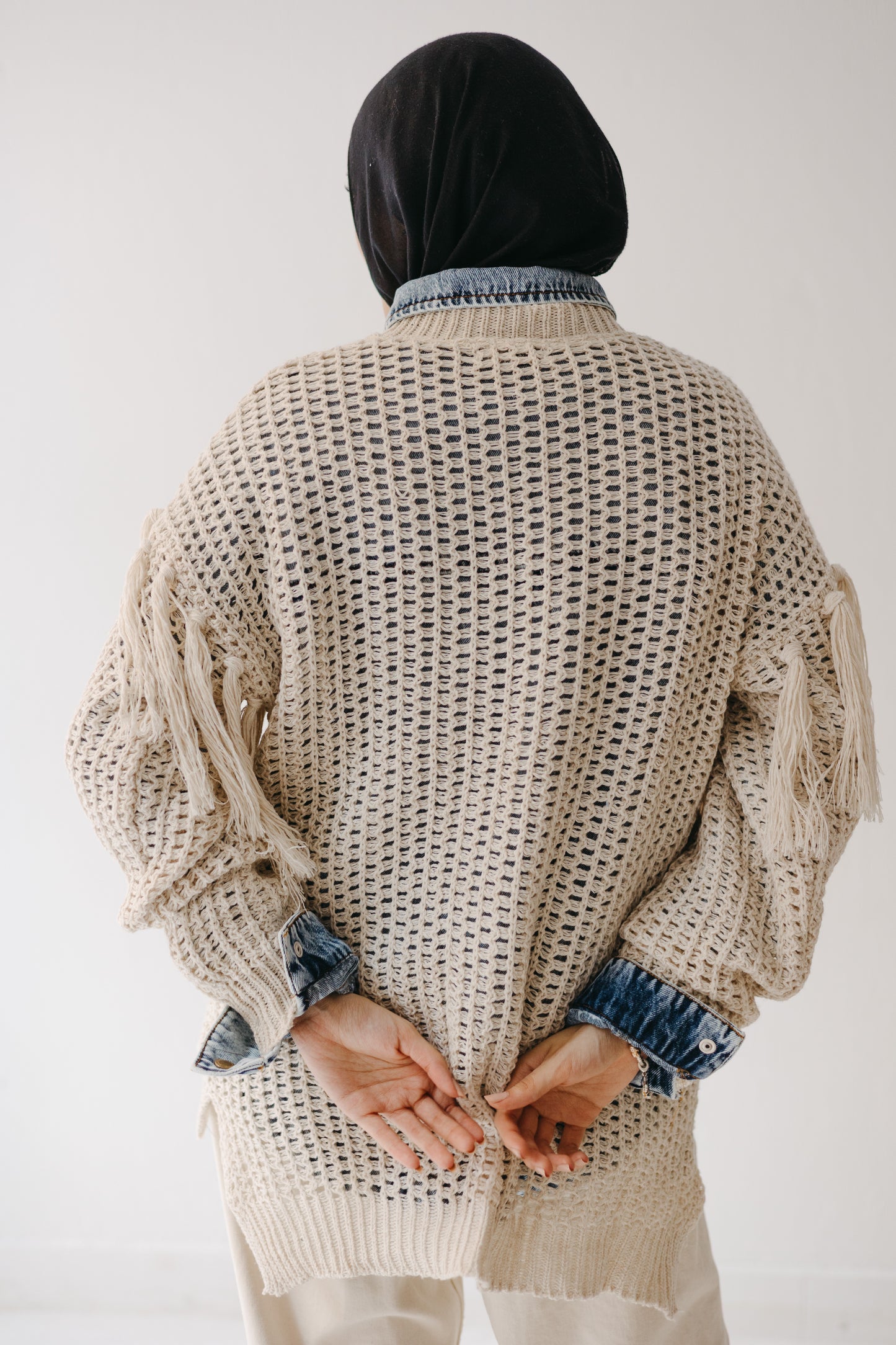 The Fringed Flow Knit in Cream