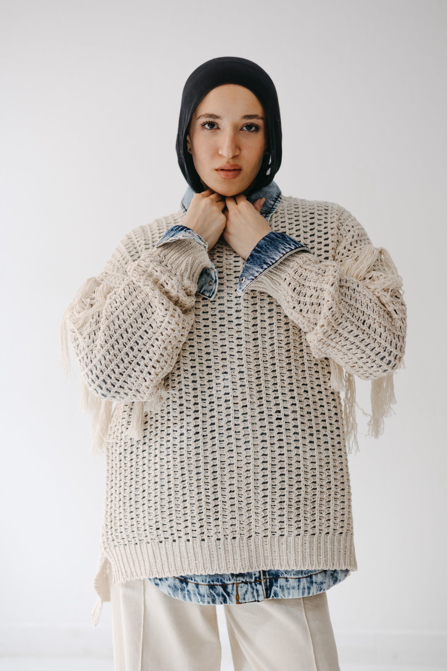 The Fringed Flow Knit in Cream