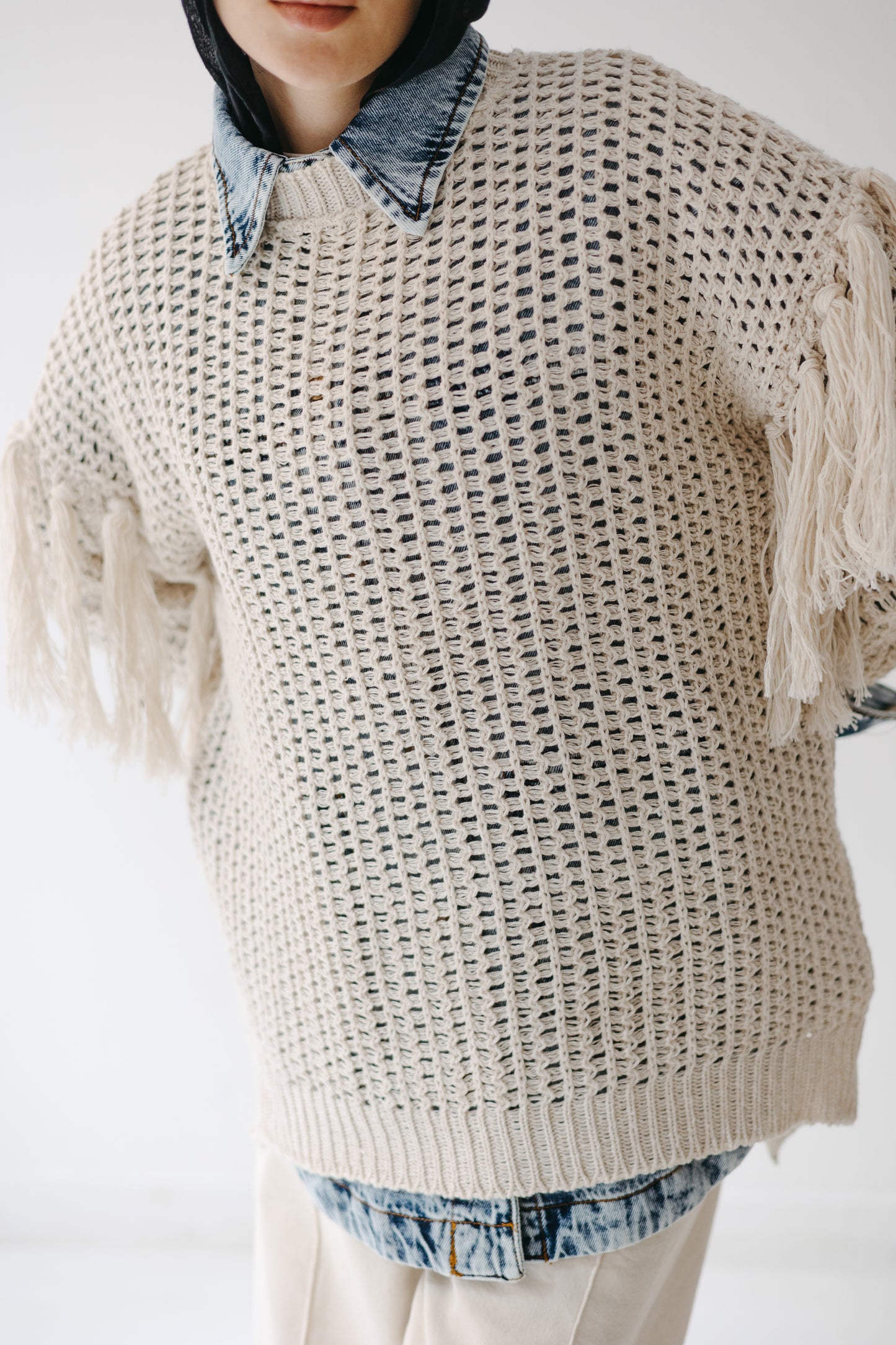 The Fringed Flow Knit in Cream