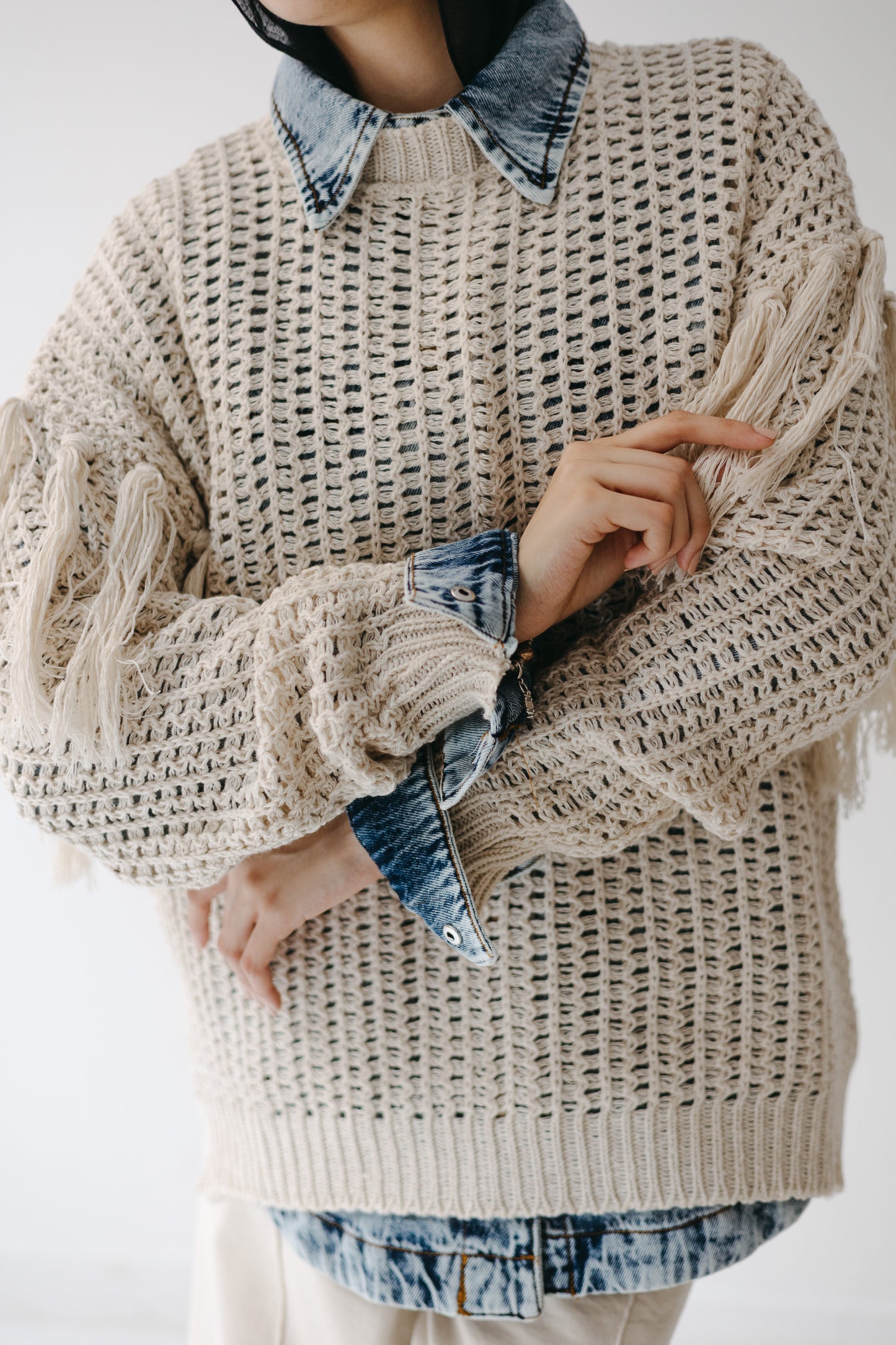 The Fringed Flow Knit in Cream