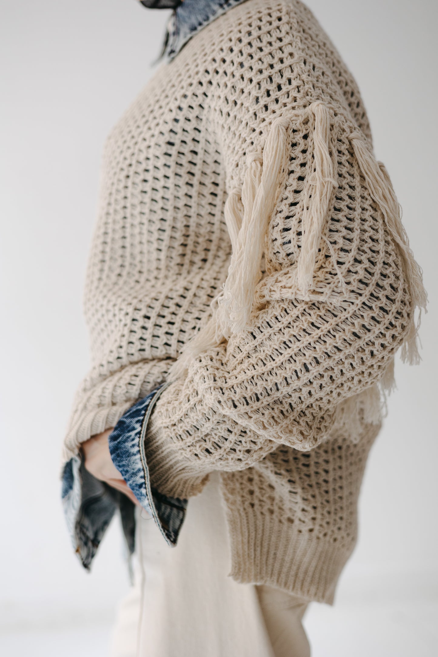 The Fringed Flow Knit in Cream