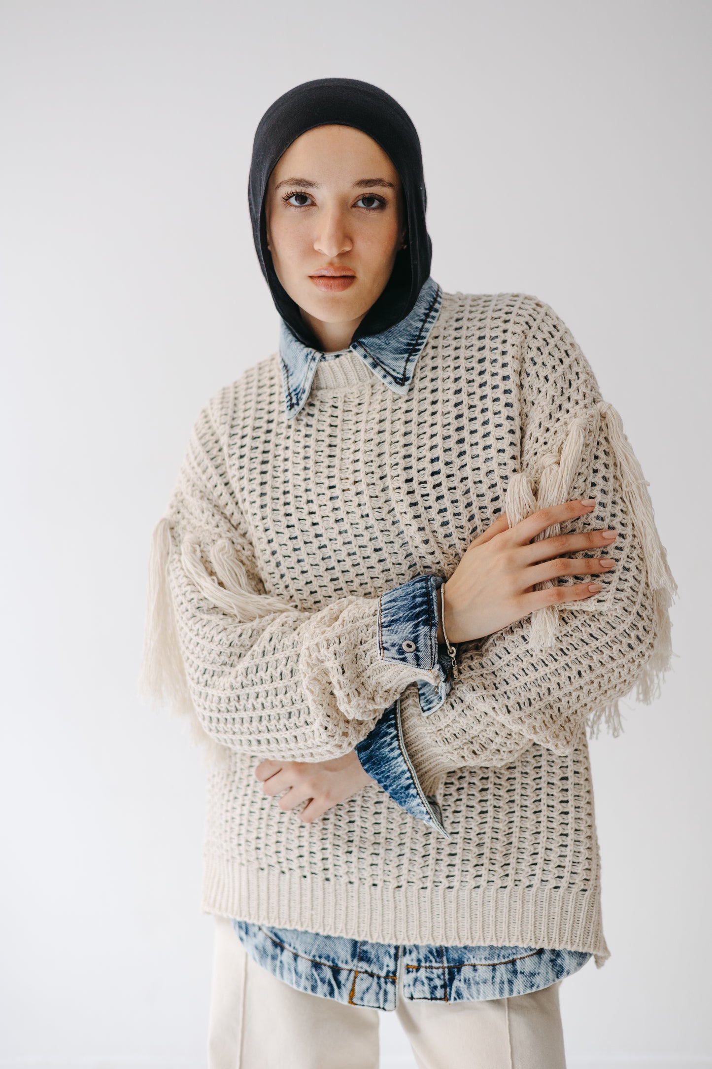 The Fringed Flow Knit in Cream