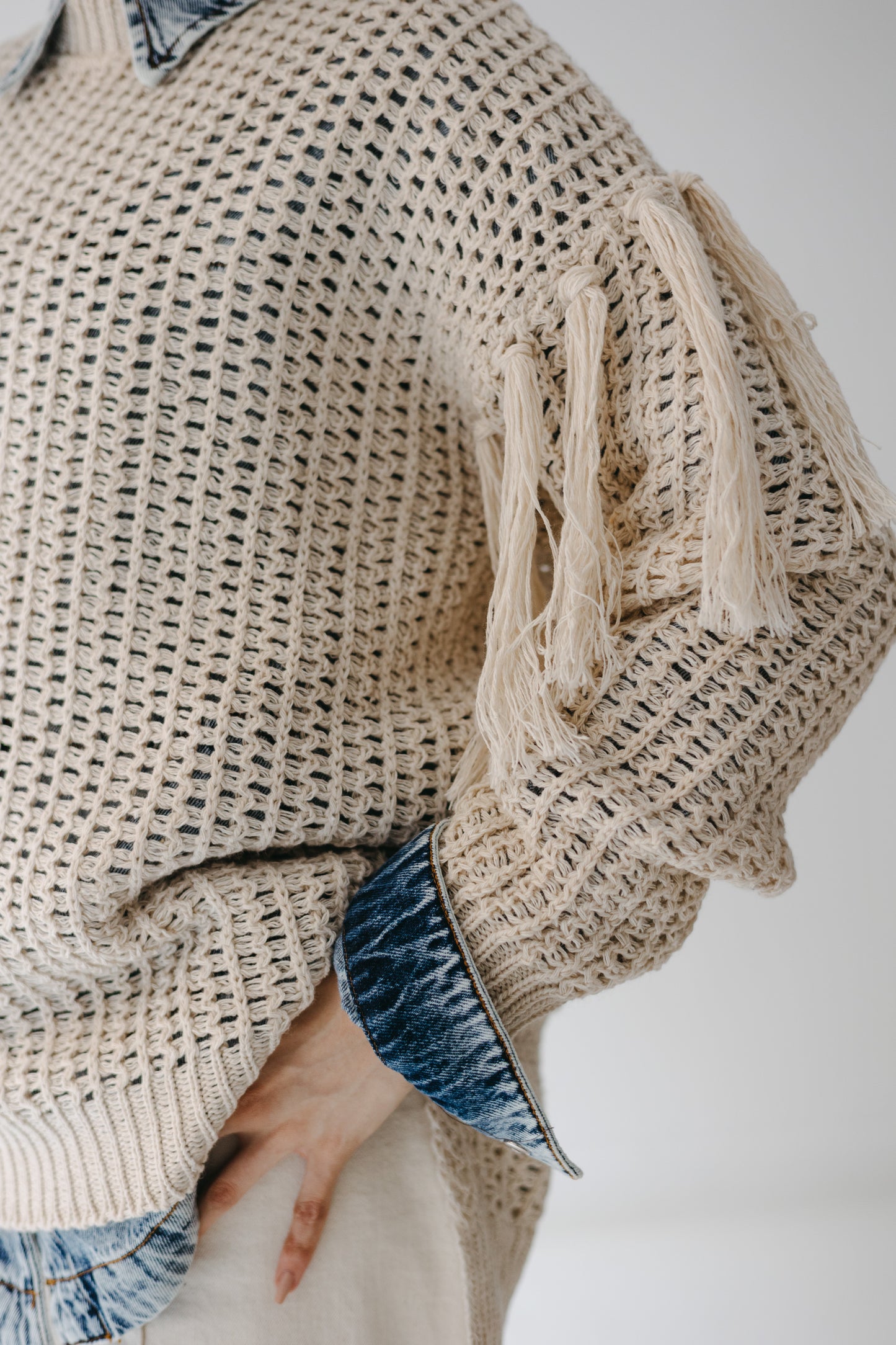 The Fringed Flow Knit in Cream