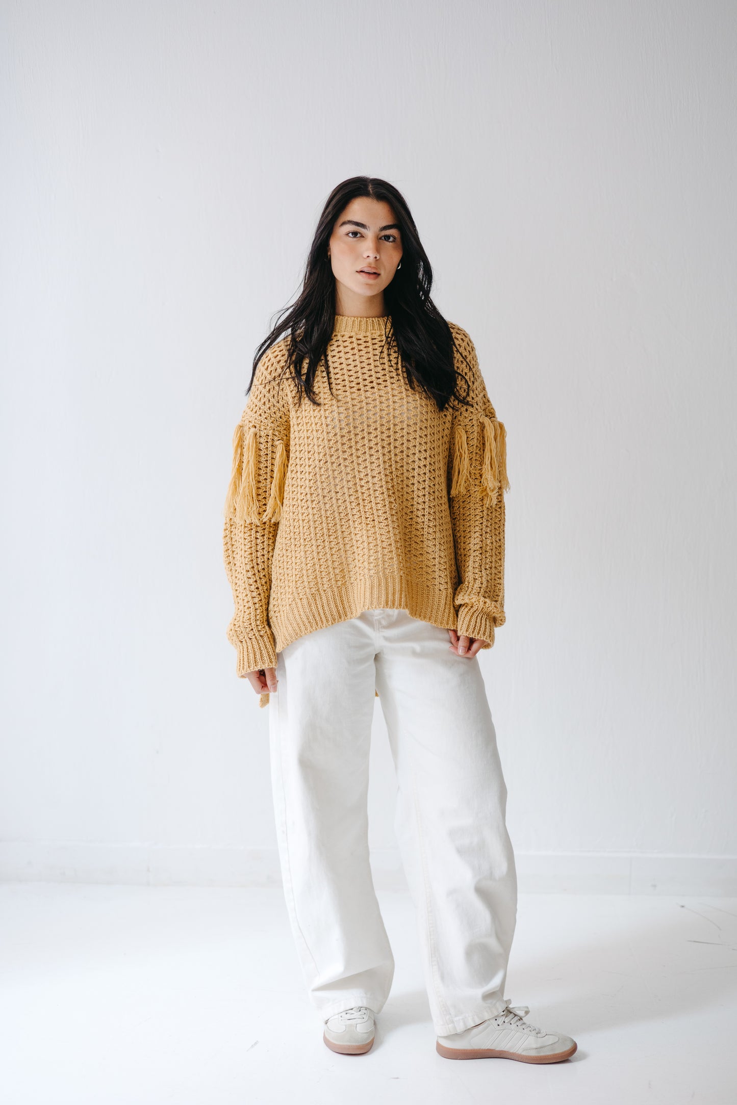 The Fringed Flow Knit in Honey