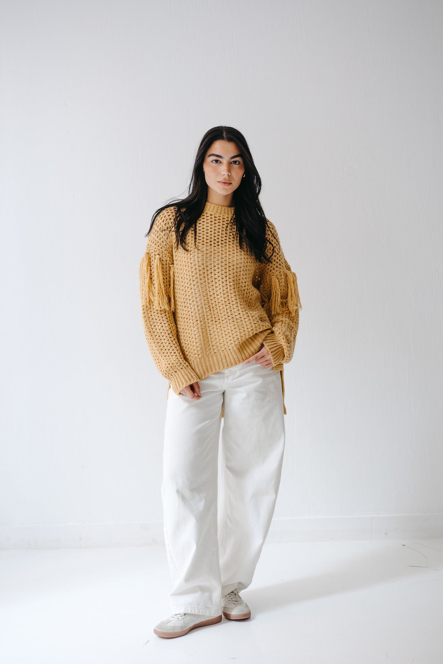 The Fringed Flow Knit in Honey