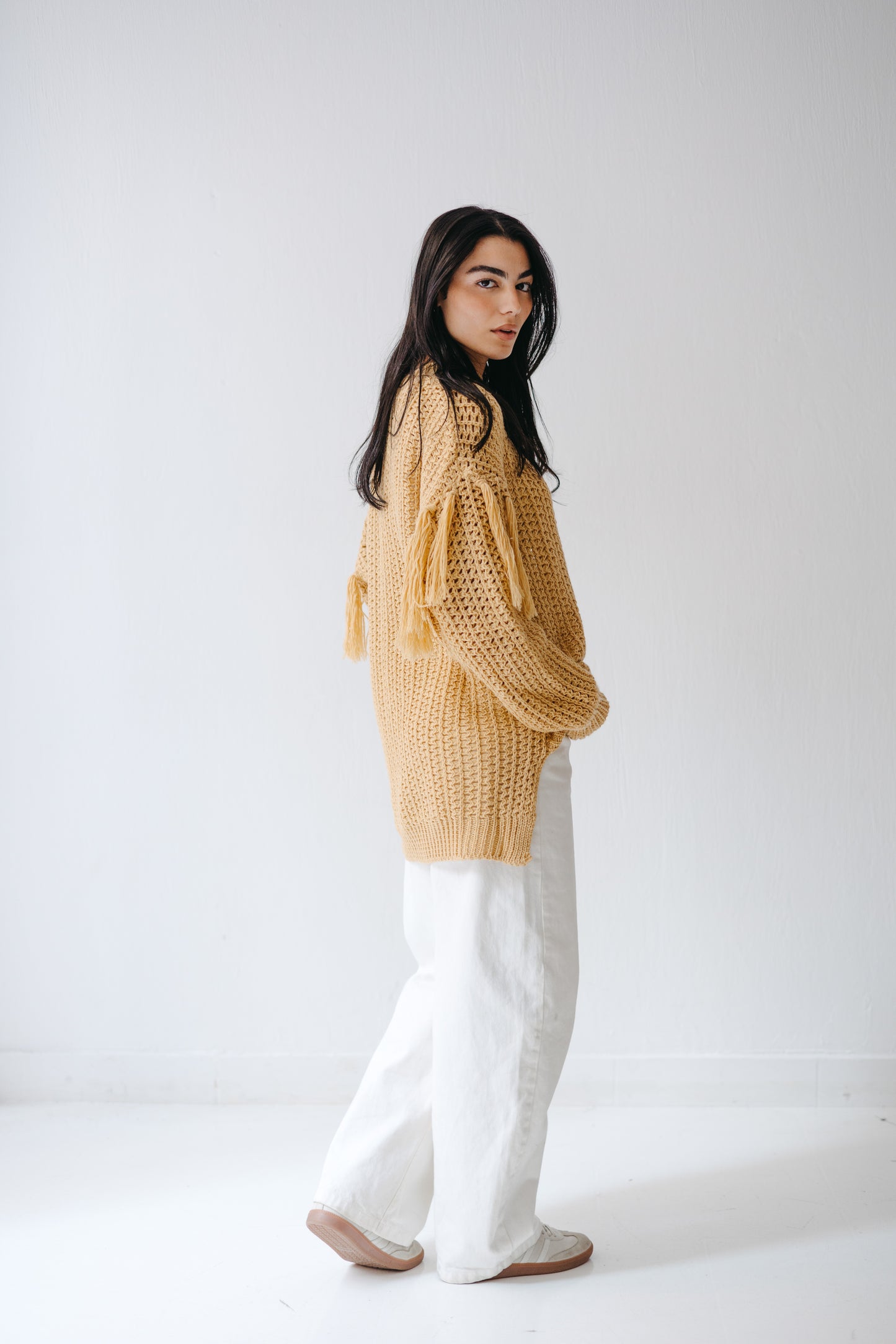 The Fringed Flow Knit in Honey