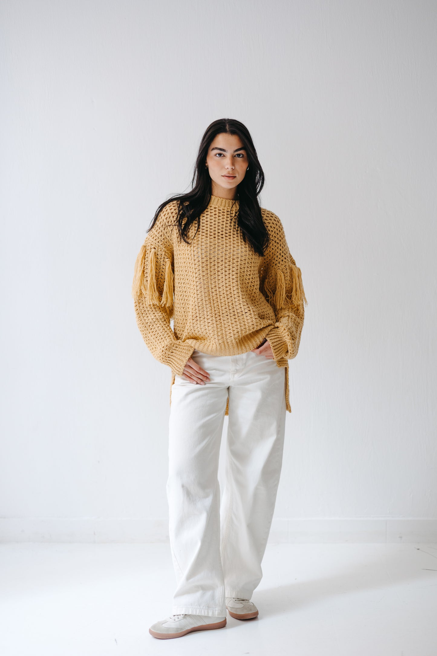 The Fringed Flow Knit in Honey