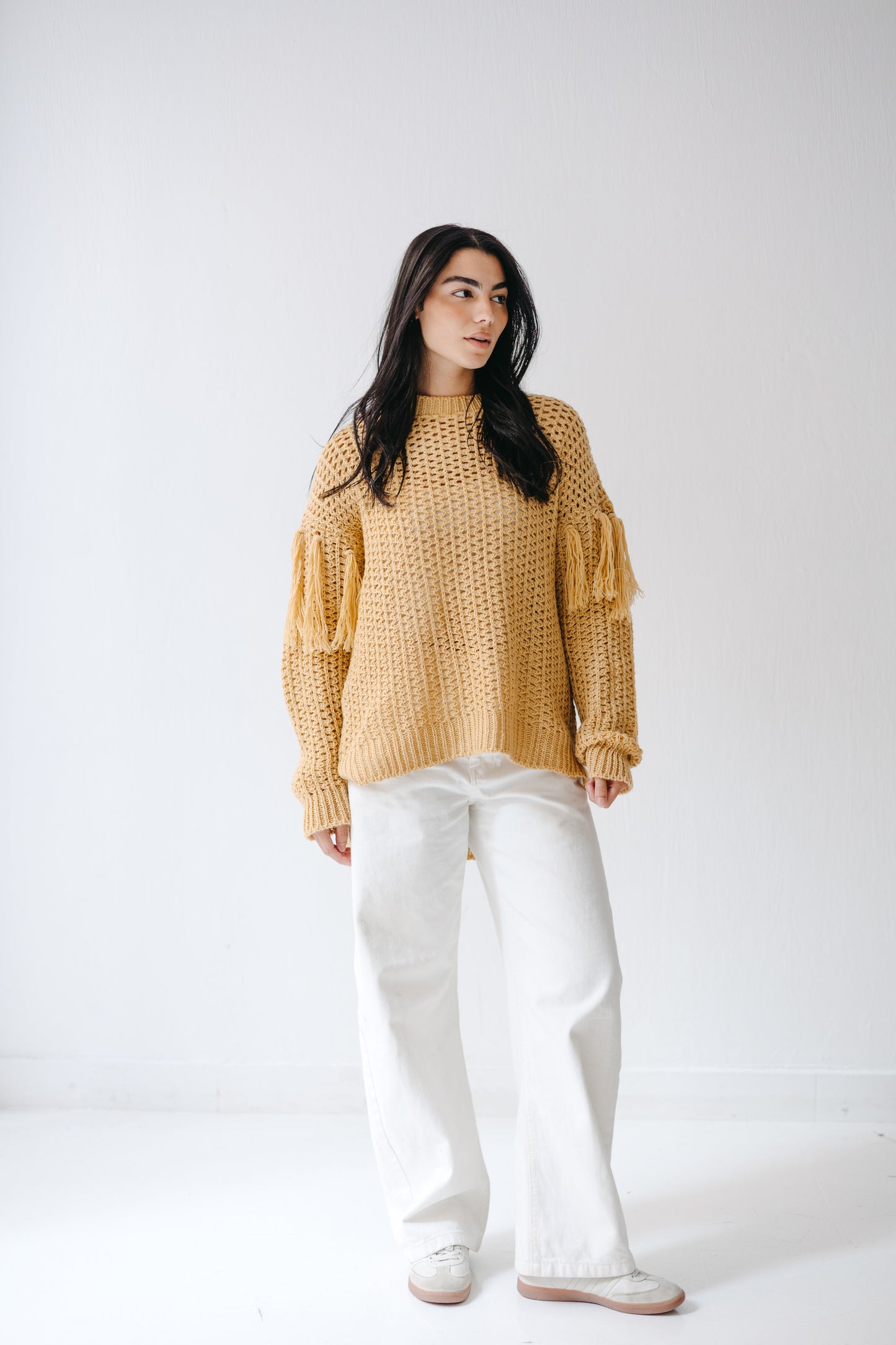 The Fringed Flow Knit in Honey