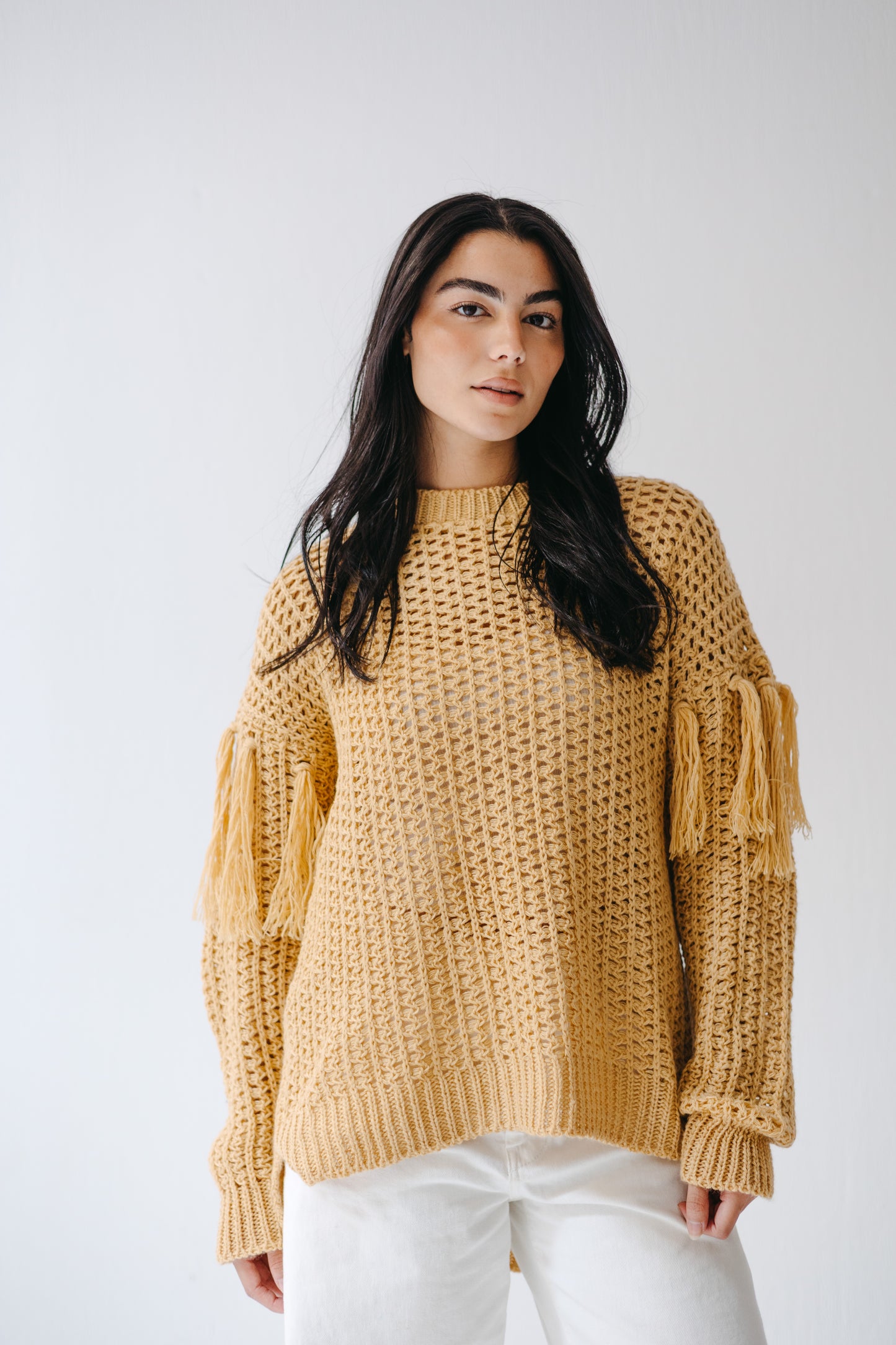 The Fringed Flow Knit in Honey