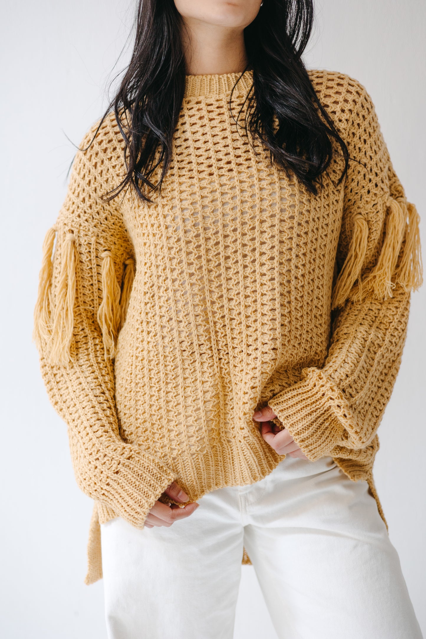The Fringed Flow Knit in Honey