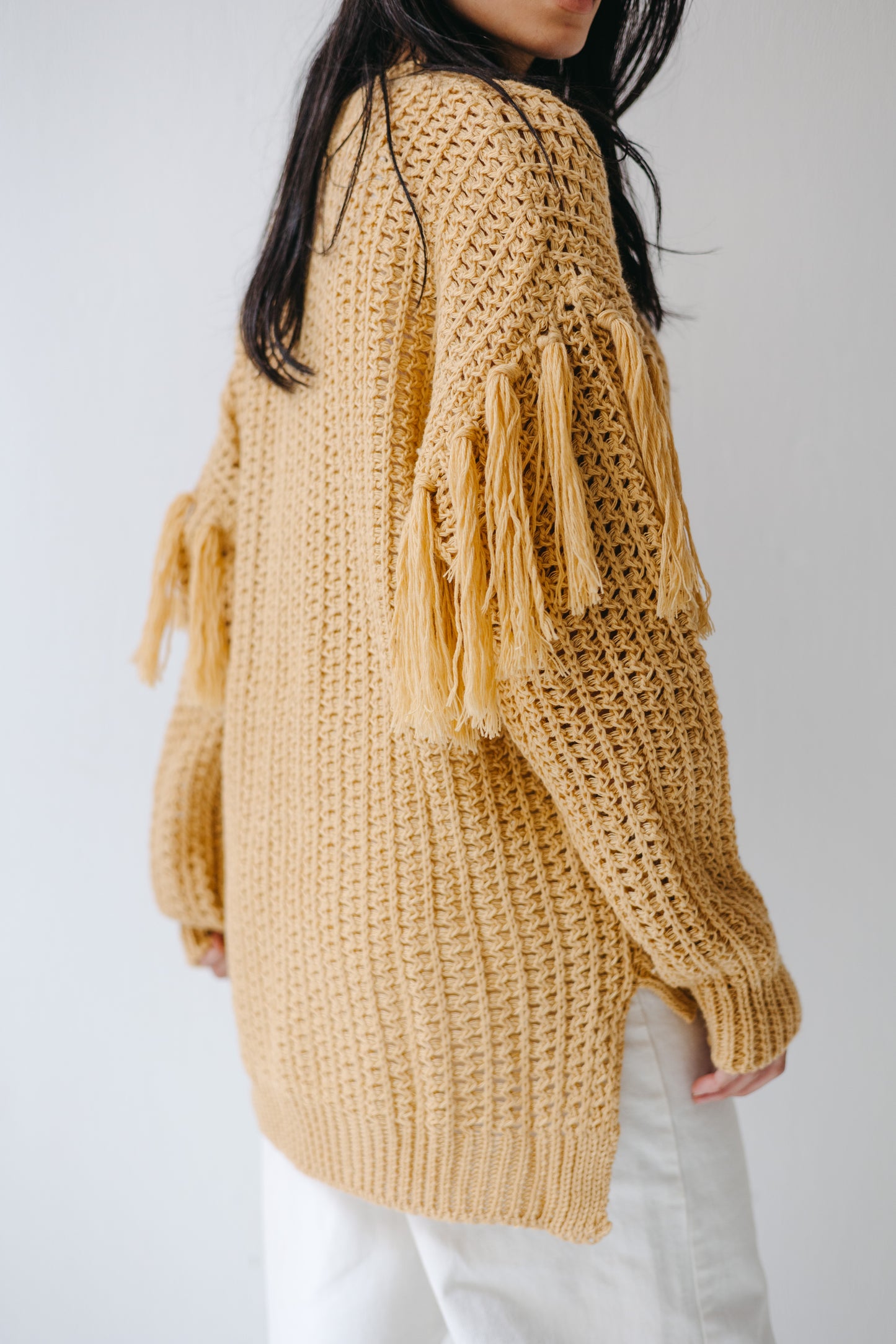 The Fringed Flow Knit in Honey