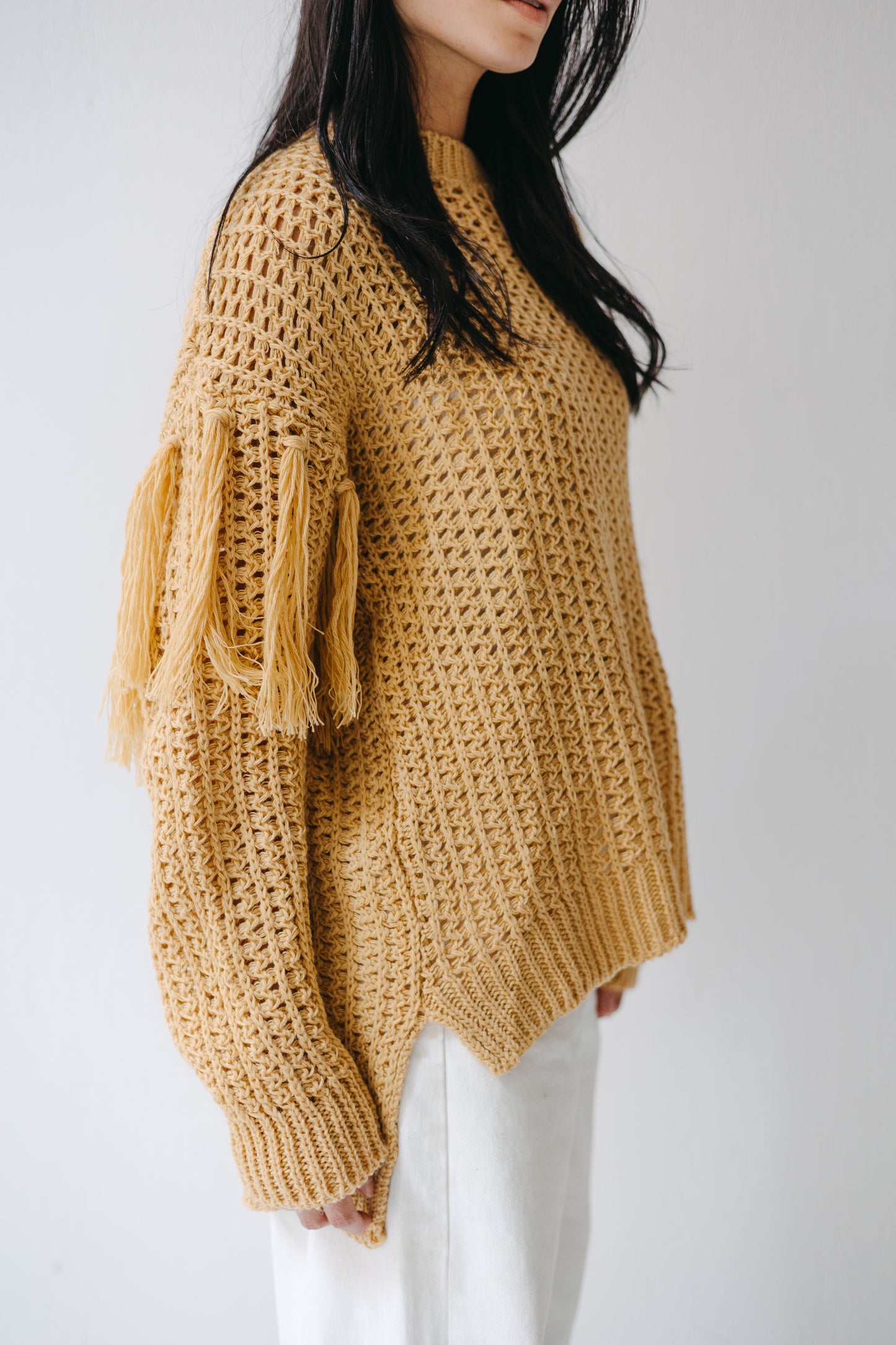 The Fringed Flow Knit in Honey