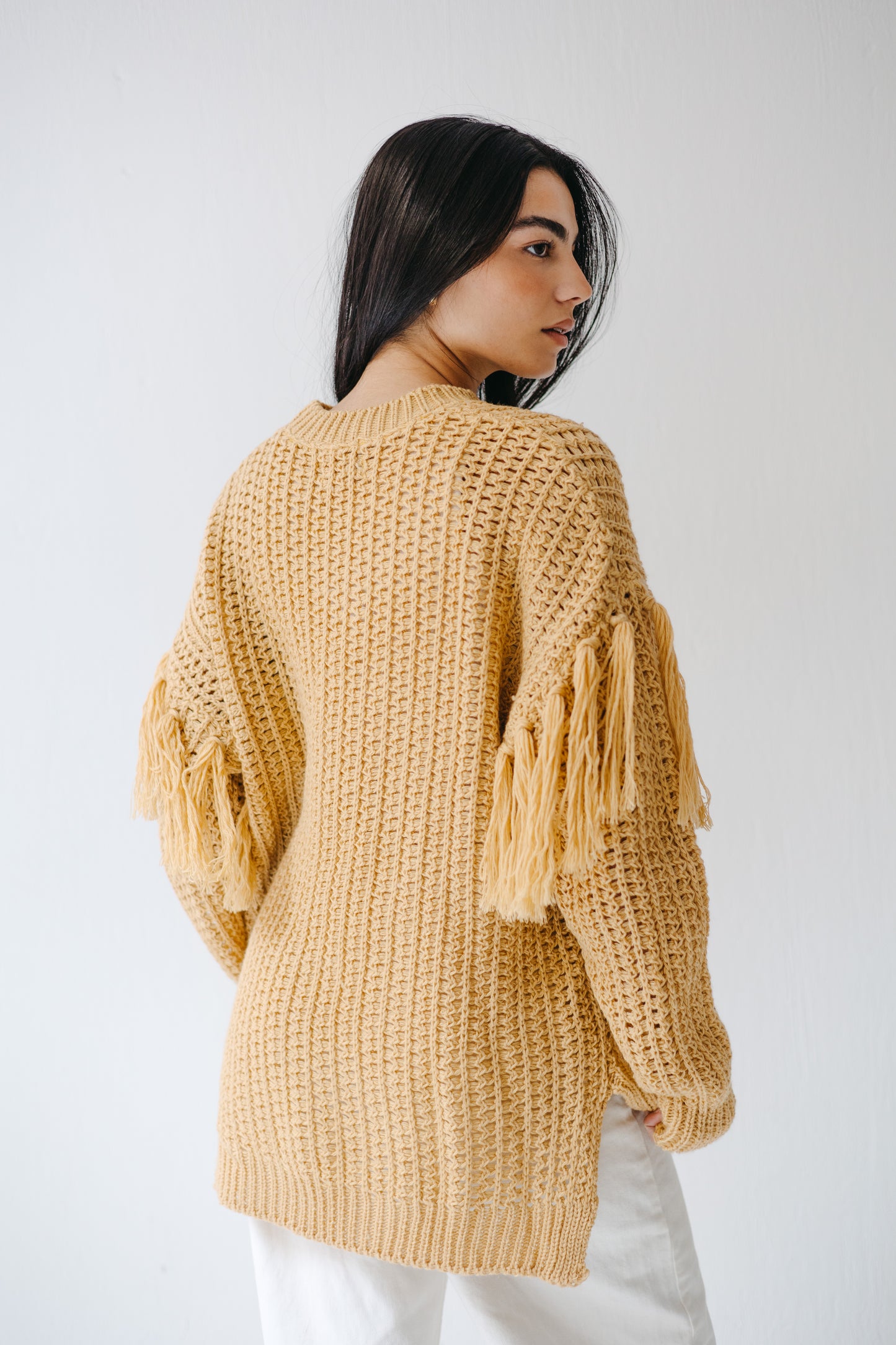 The Fringed Flow Knit in Honey