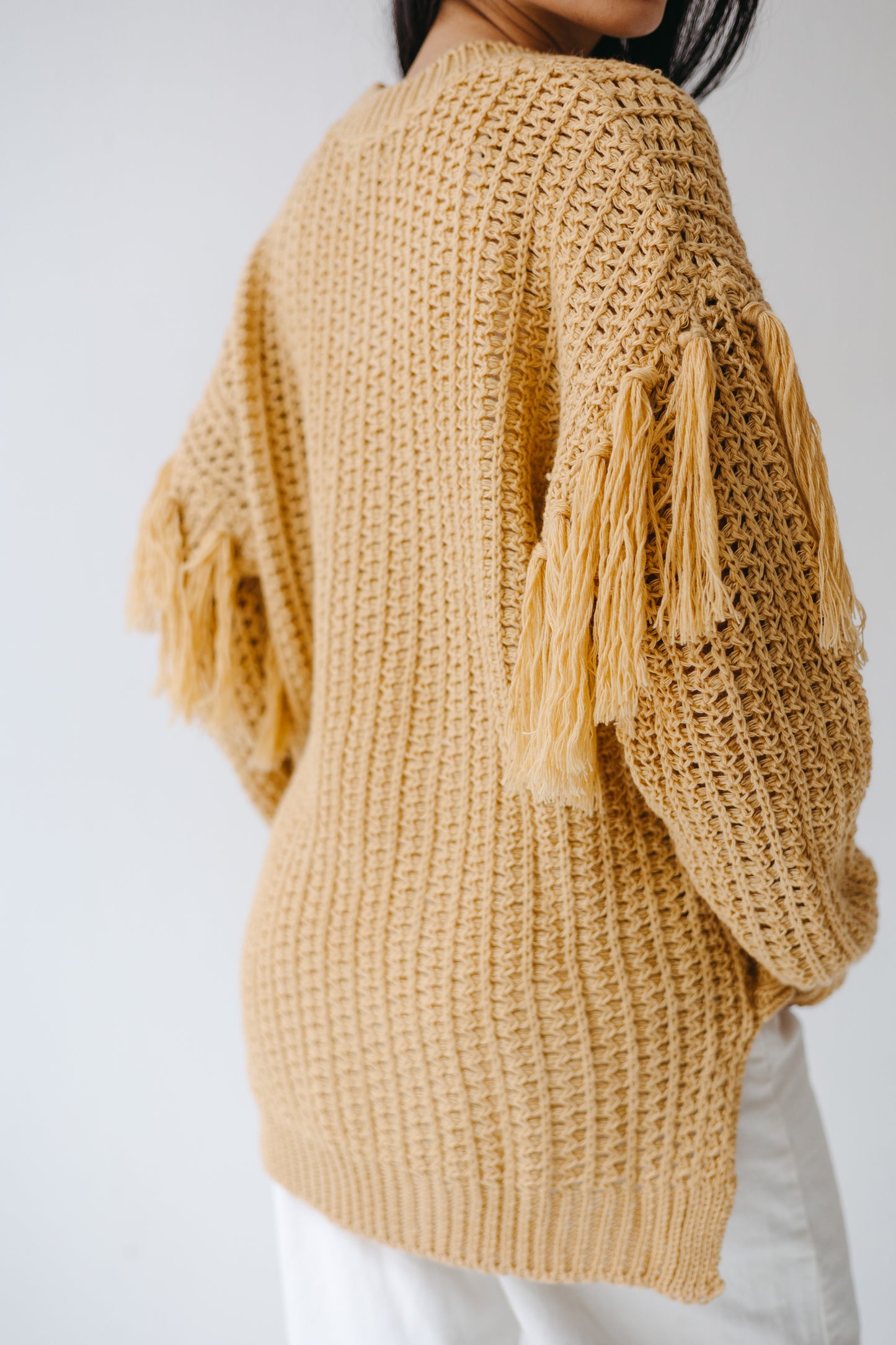 The Fringed Flow Knit in Honey
