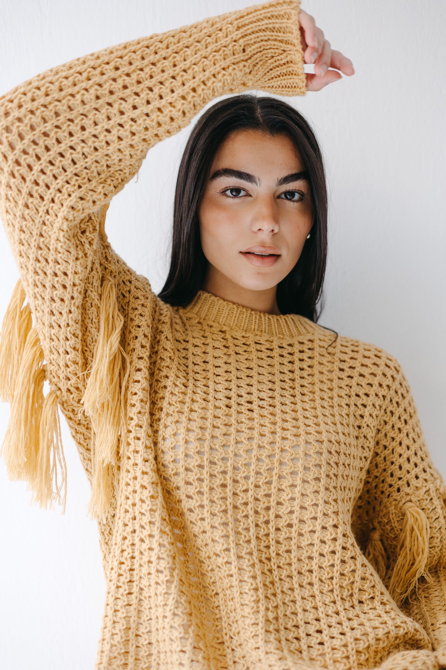 The Fringed Flow Knit in Honey