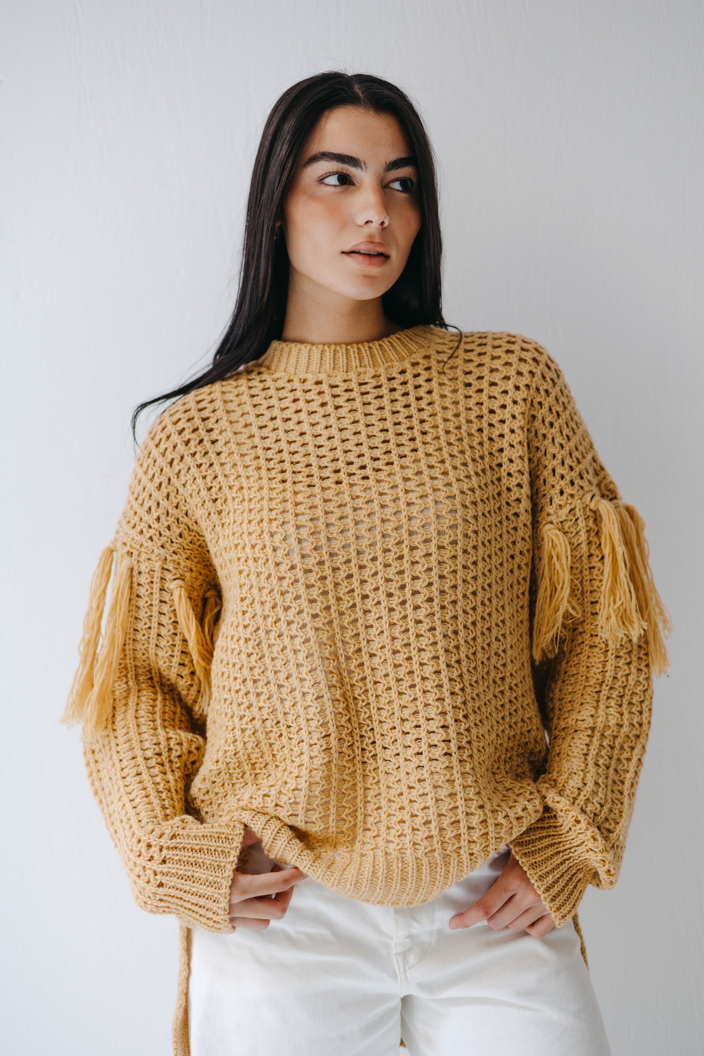 The Fringed Flow Knit in Honey
