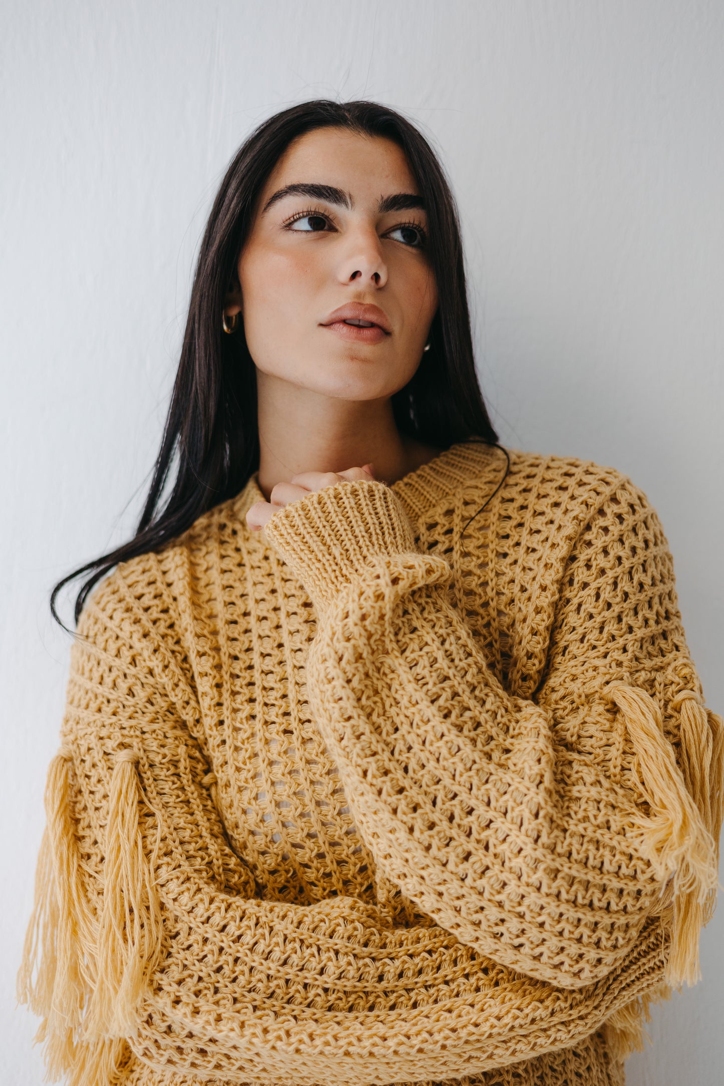 The Fringed Flow Knit in Honey