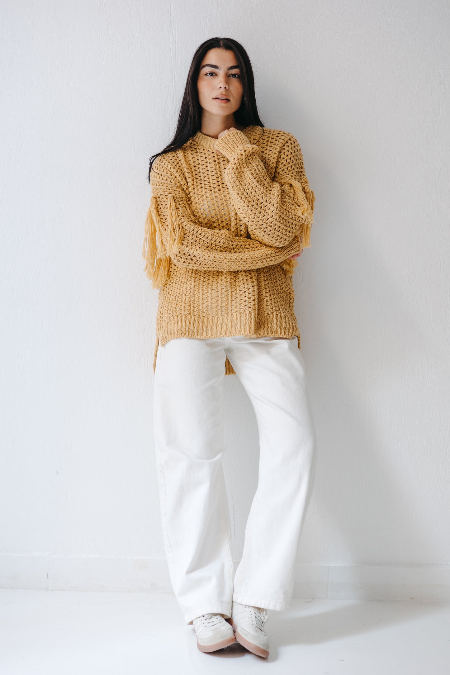 The Fringed Flow Knit in Honey