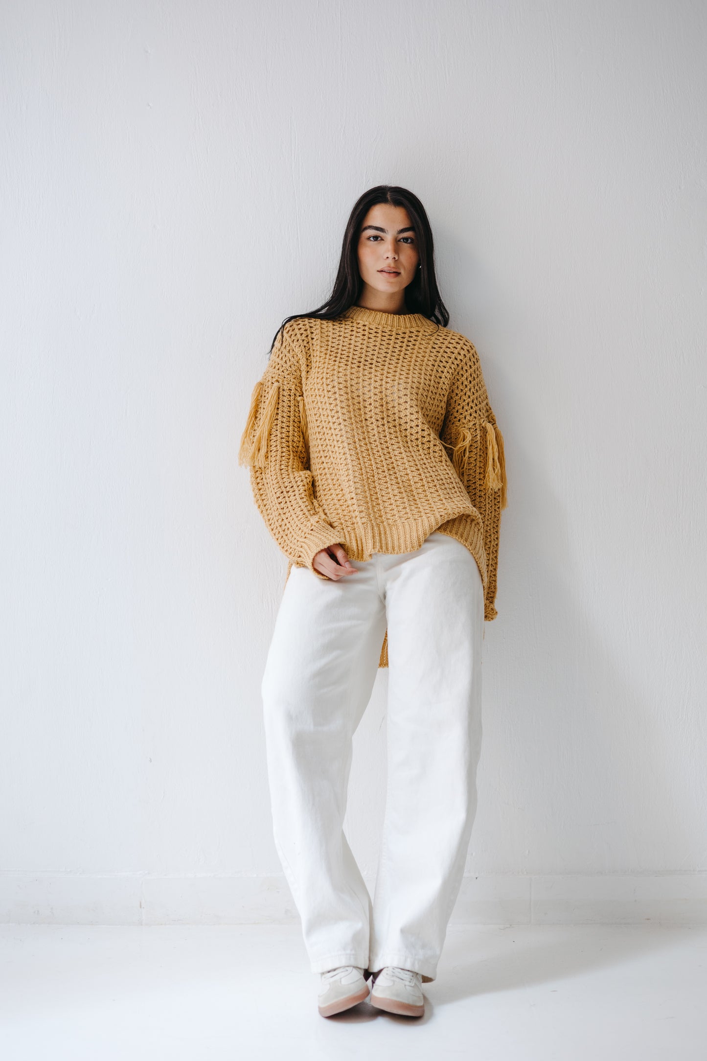The Fringed Flow Knit in Honey