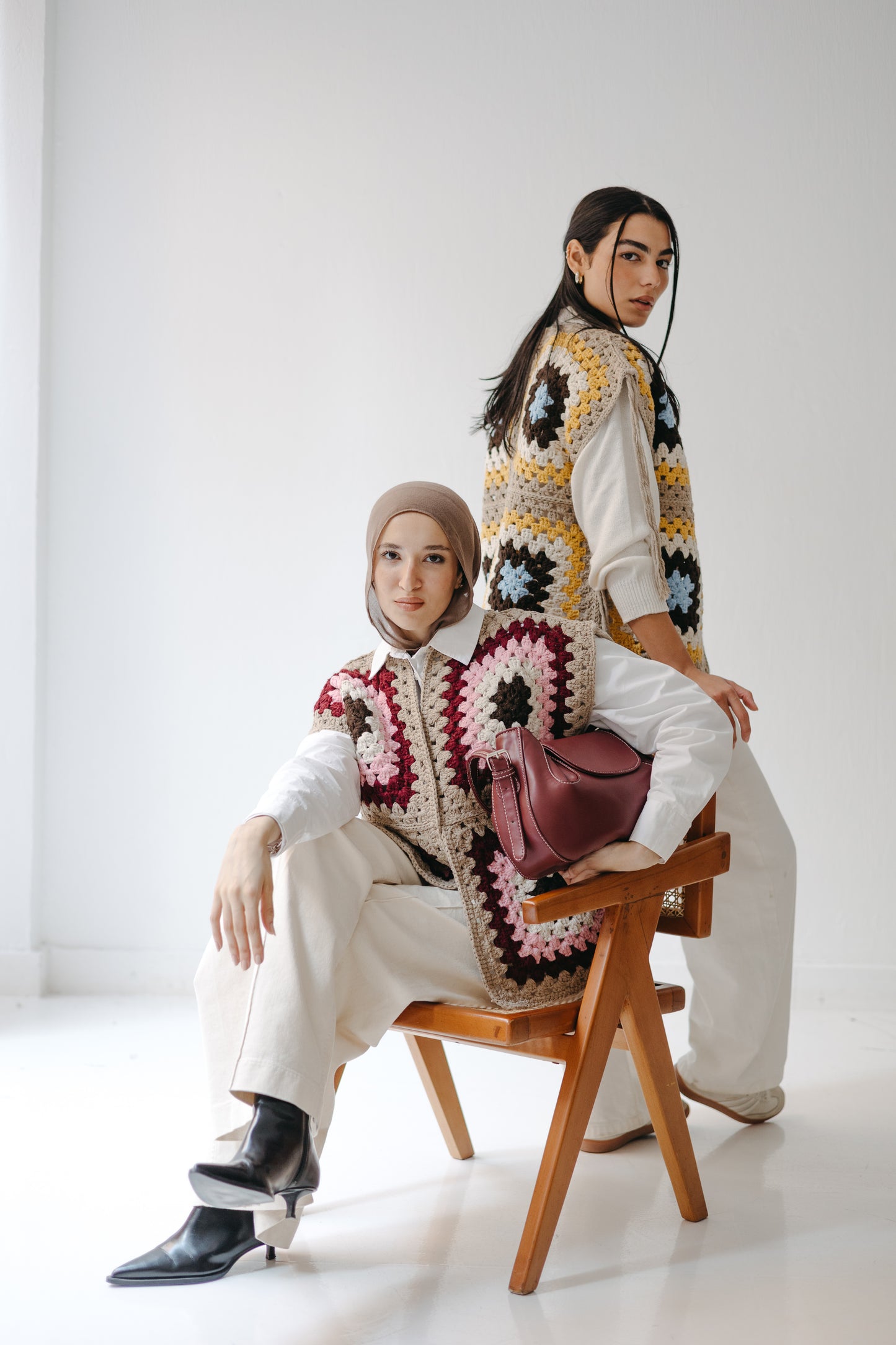 The Mosaic Vest in Burgundy