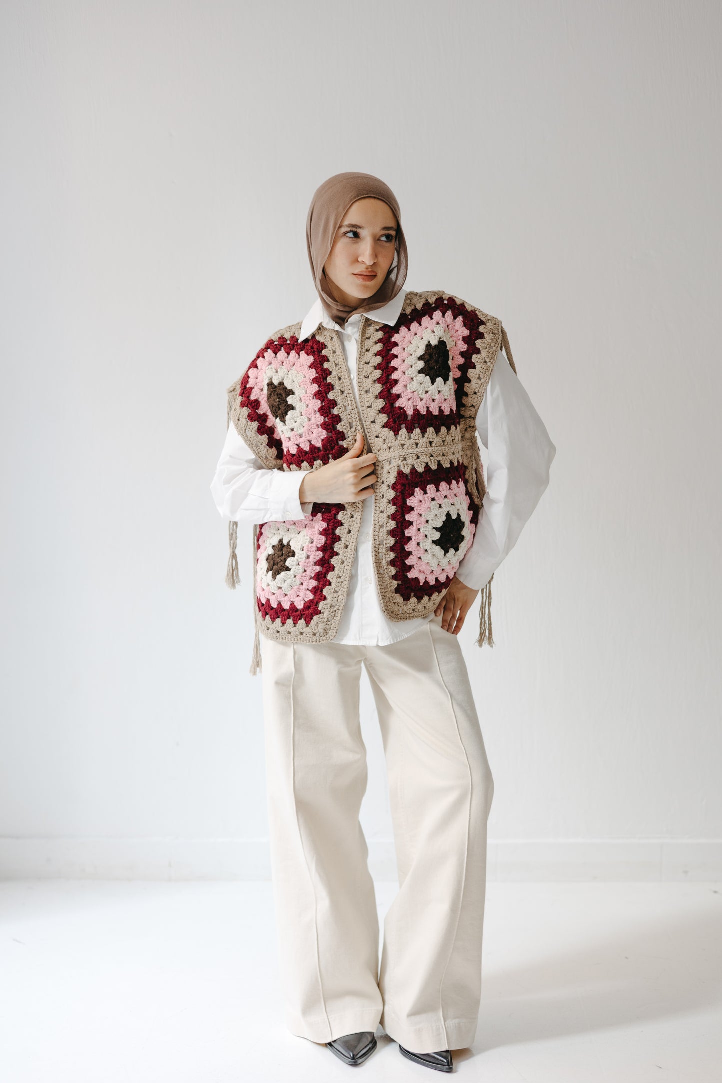 The Mosaic Vest in Burgundy