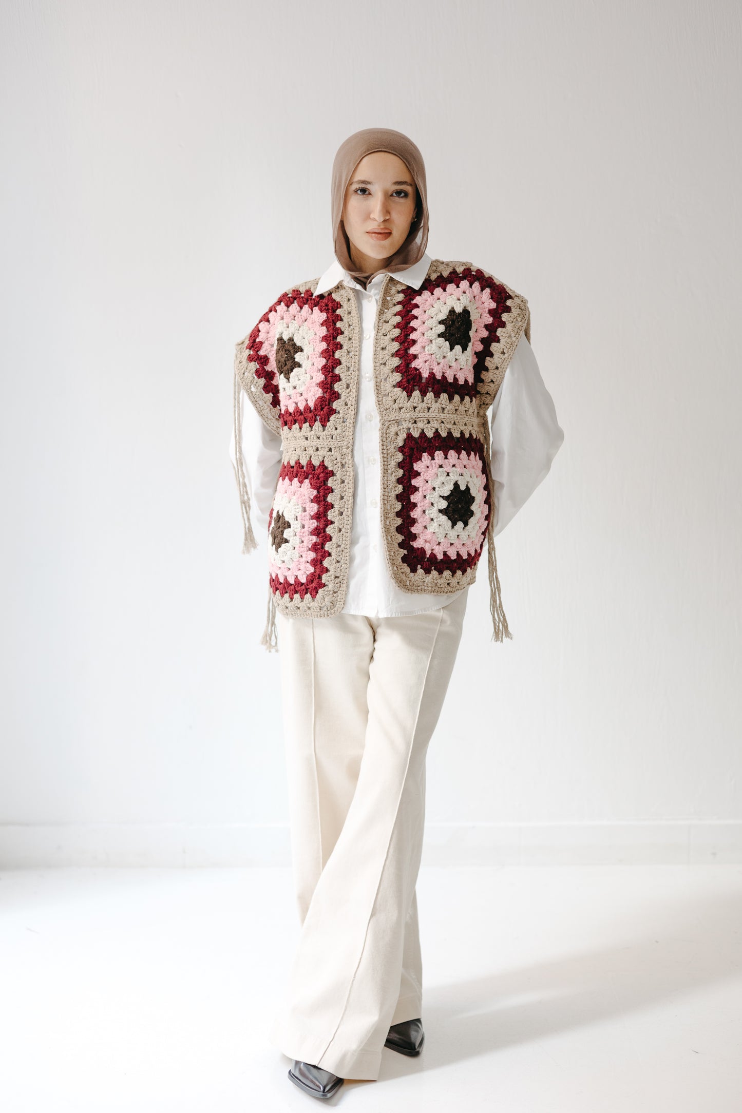 The Mosaic Vest in Burgundy