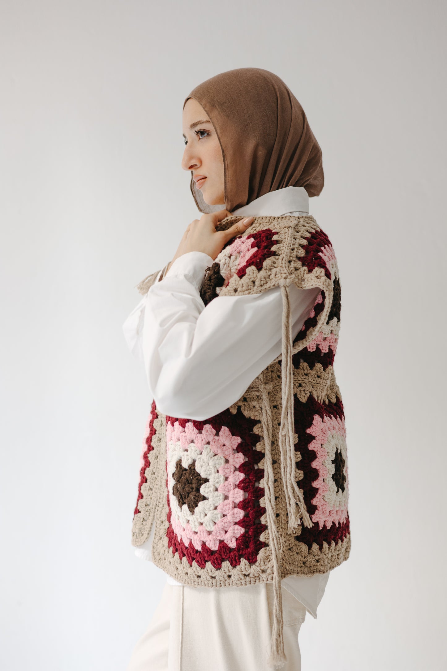 The Mosaic Vest in Burgundy