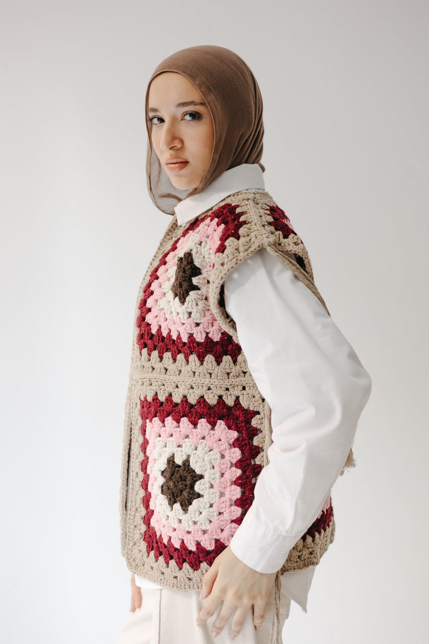 The Mosaic Vest in Burgundy