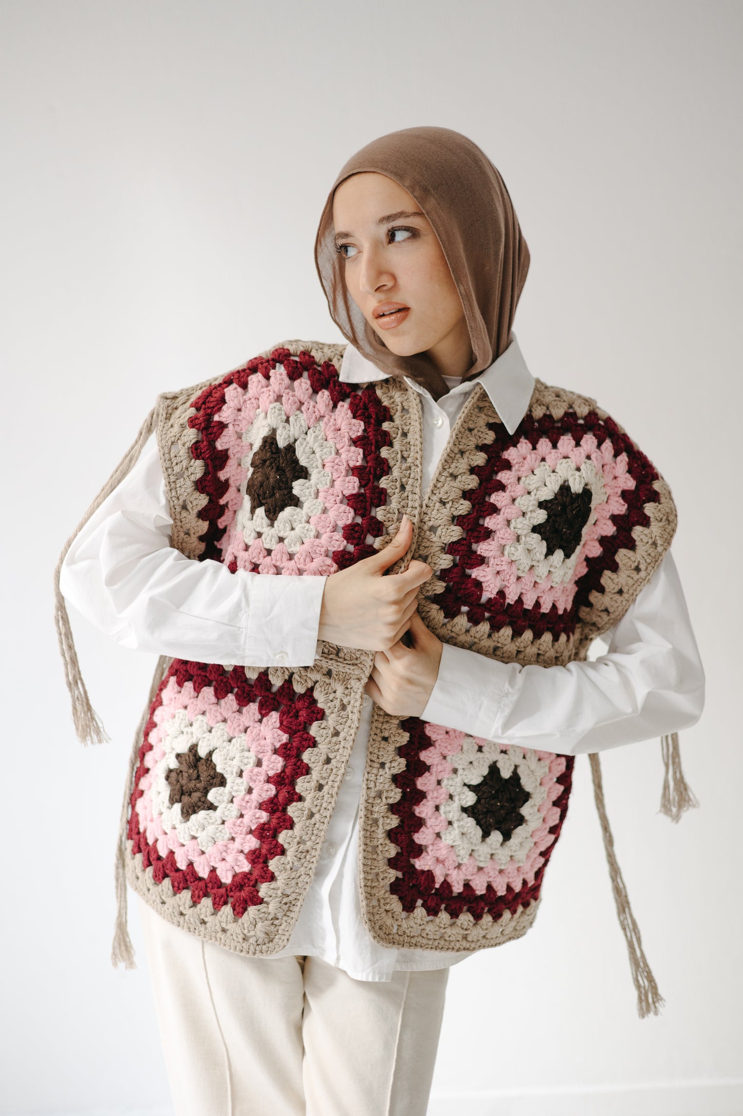 The Mosaic Vest in Burgundy