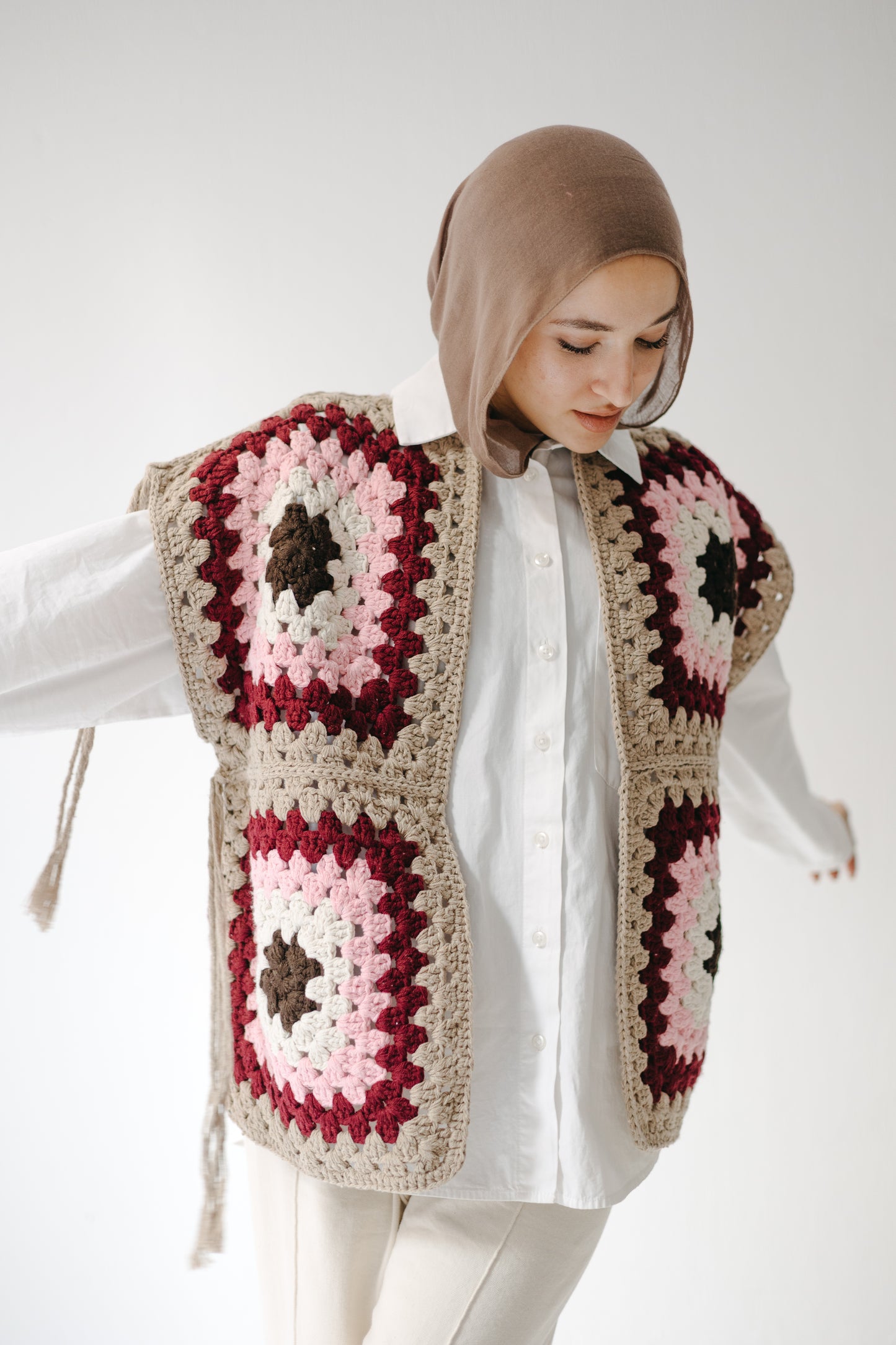 The Mosaic Vest in Burgundy