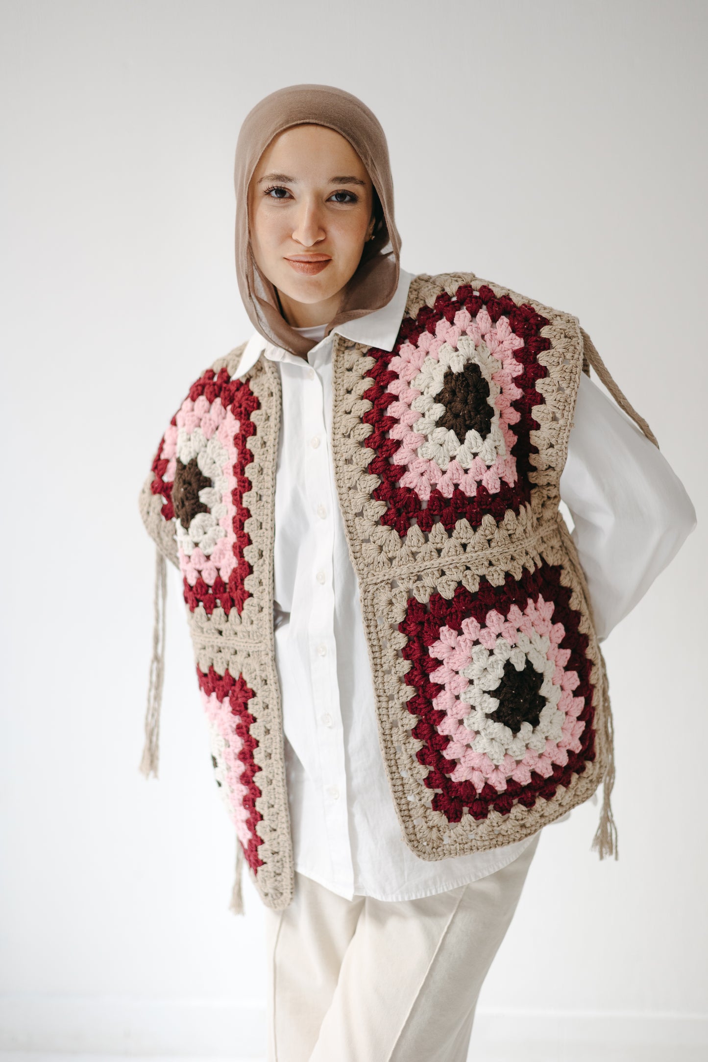 The Mosaic Vest in Burgundy