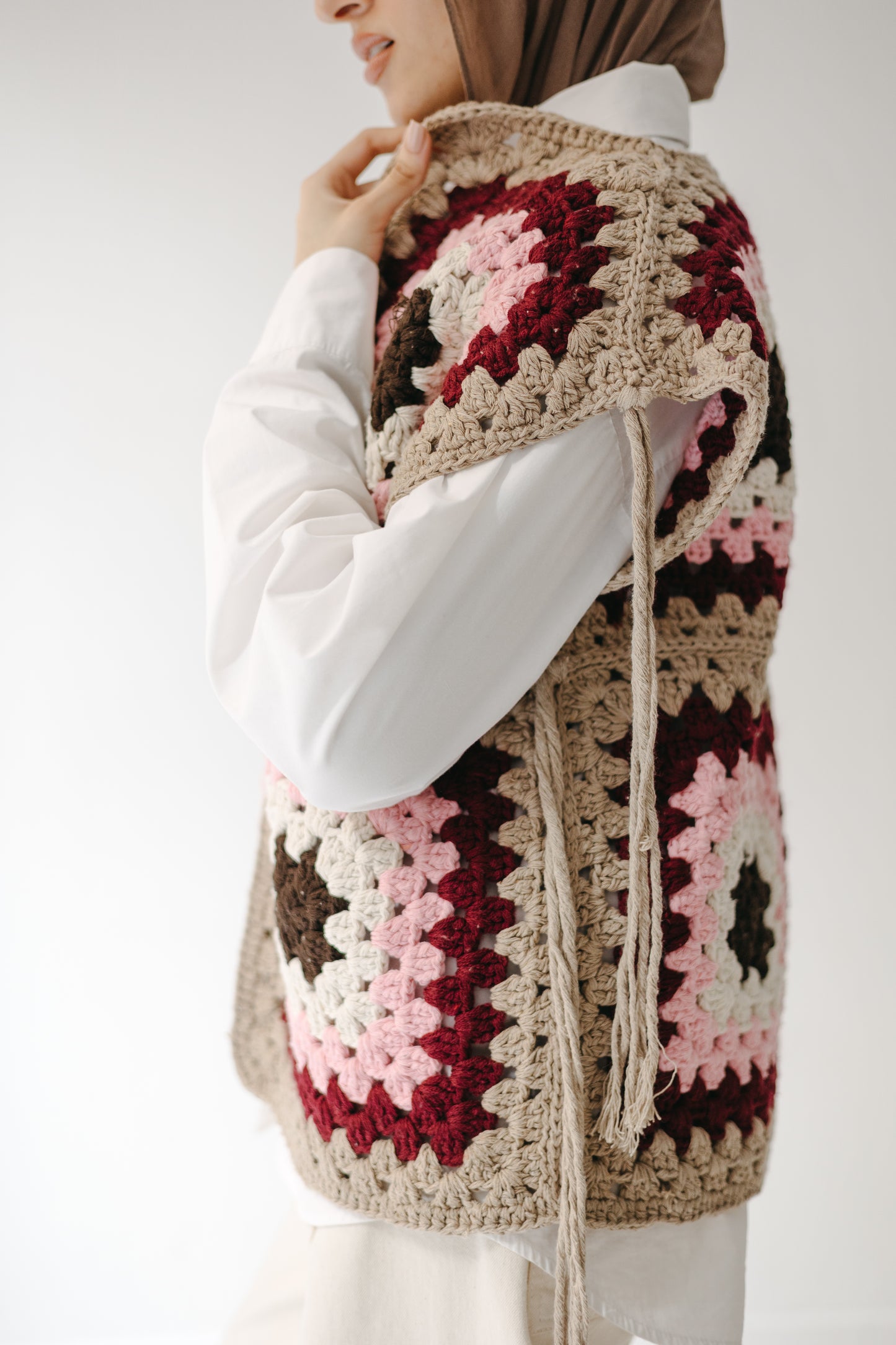 The Mosaic Vest in Burgundy
