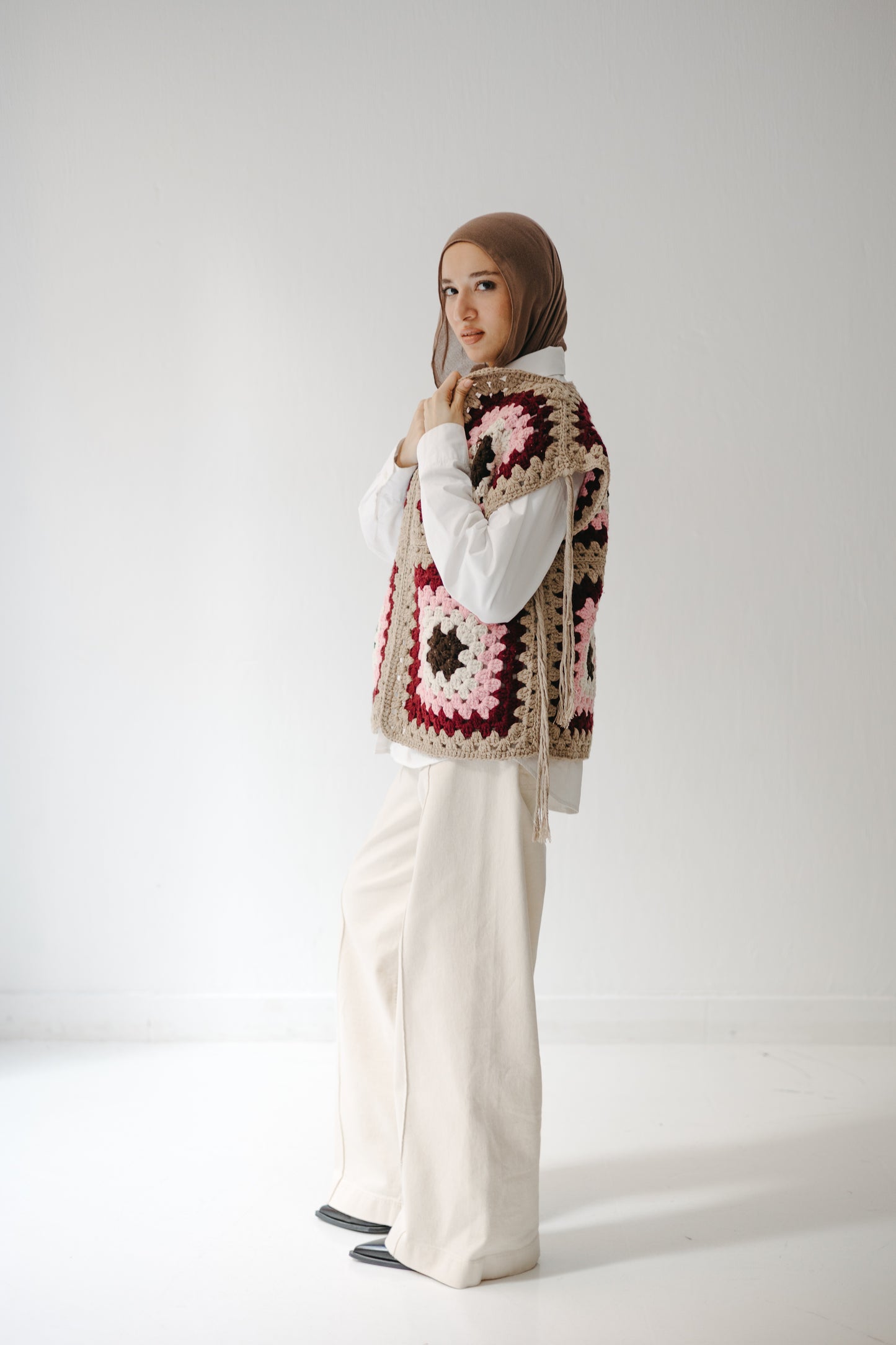 The Mosaic Vest in Burgundy