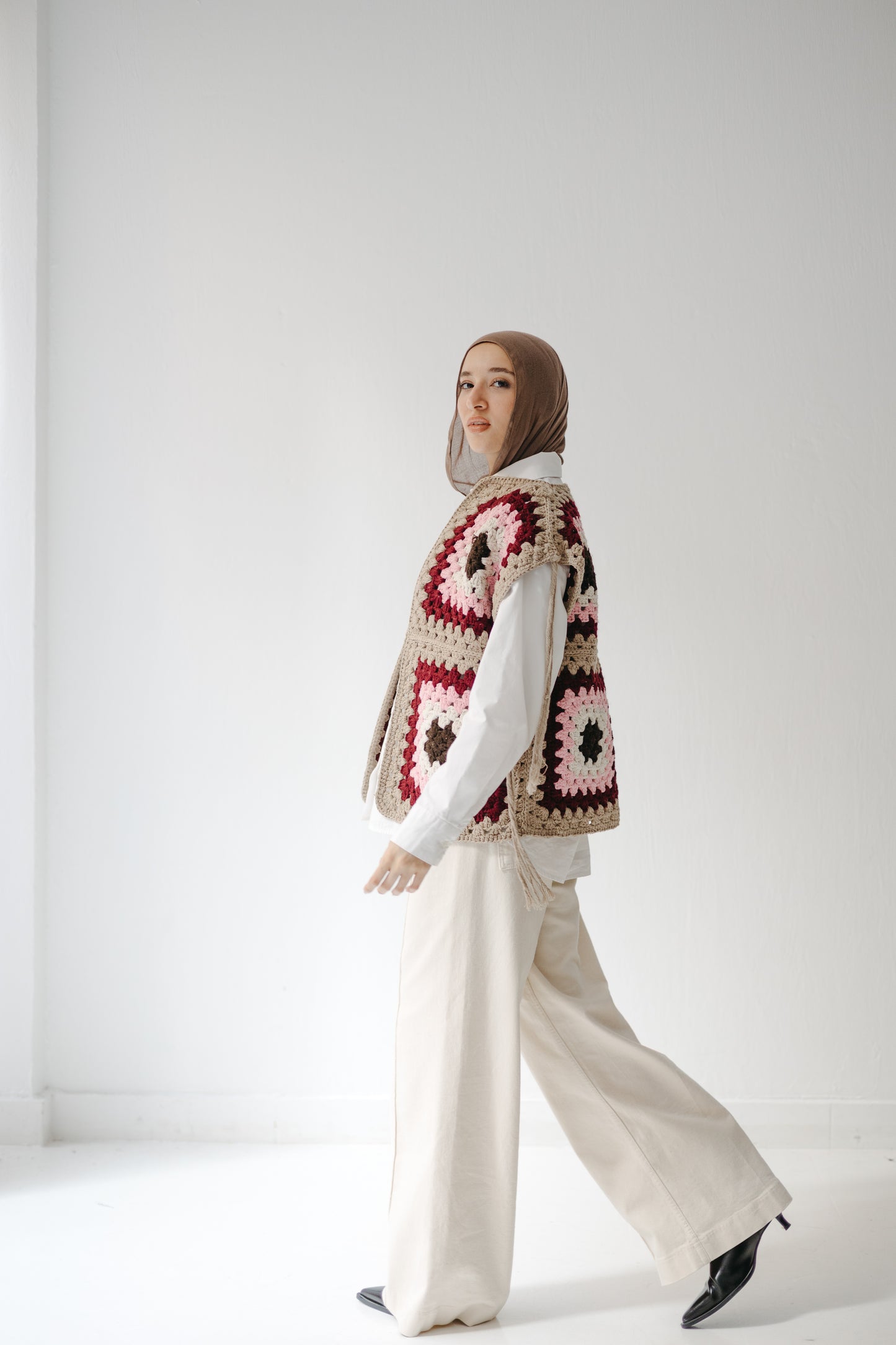 The Mosaic Vest in Burgundy