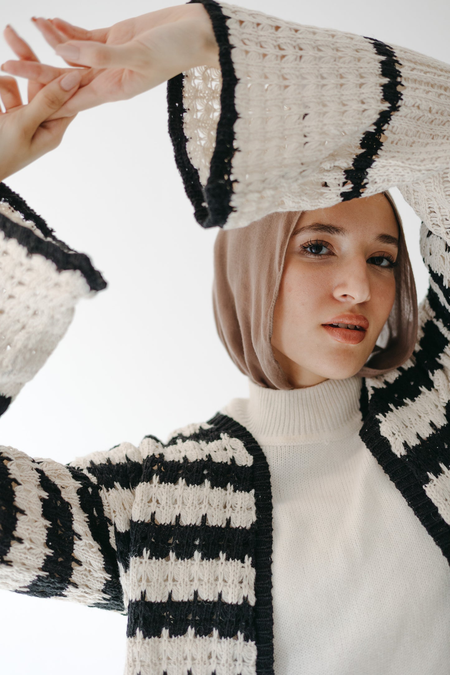 The Striped Knit Cardigan in Cream