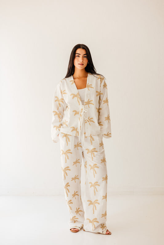 Palma Embroidery Set in White
