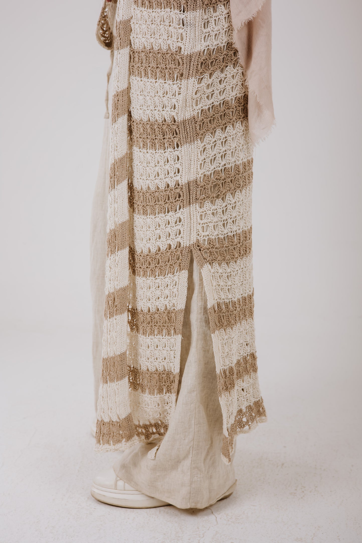 Horizon Striped Cardigan in Beige