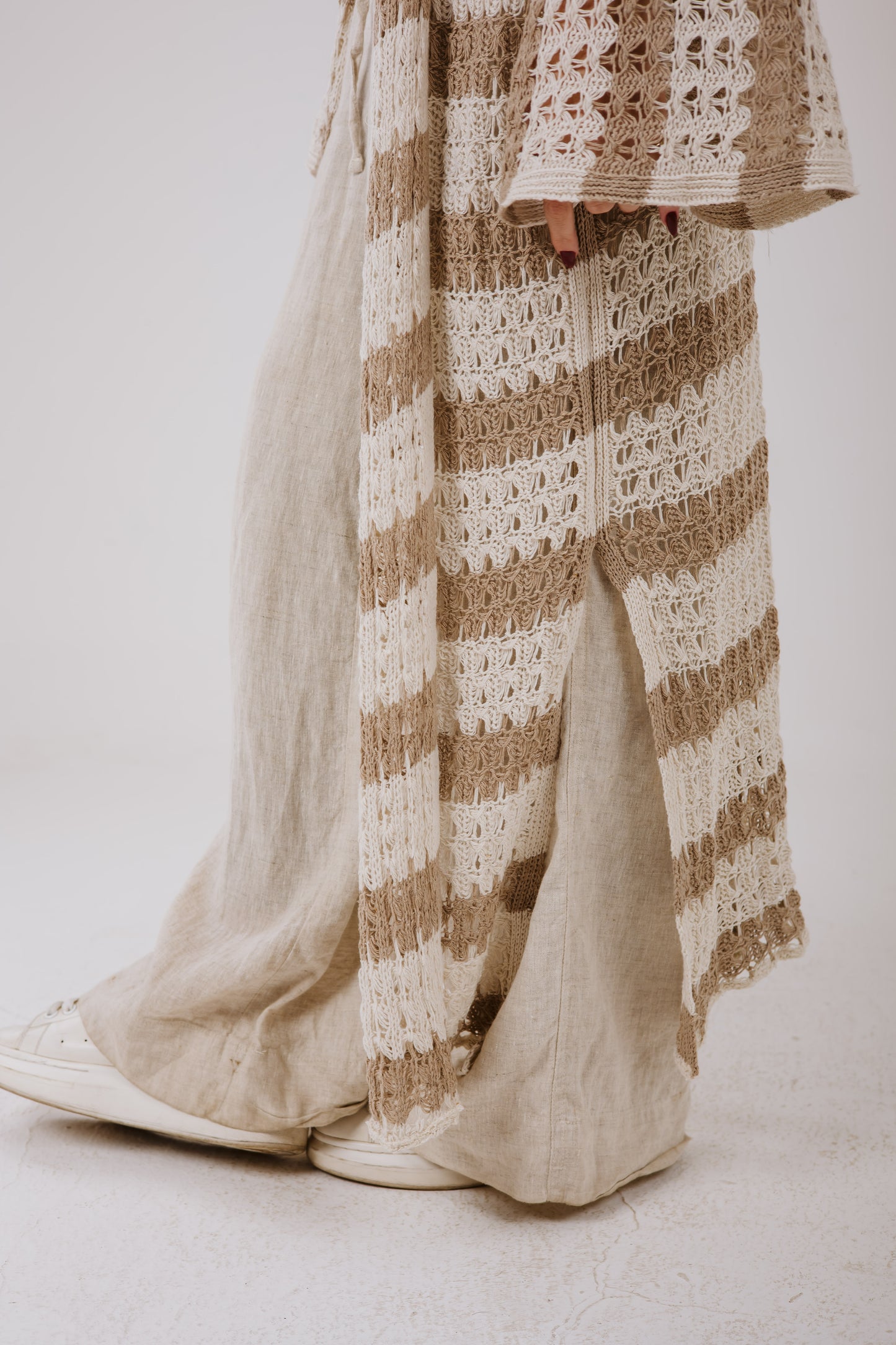 Horizon Striped Cardigan in Beige