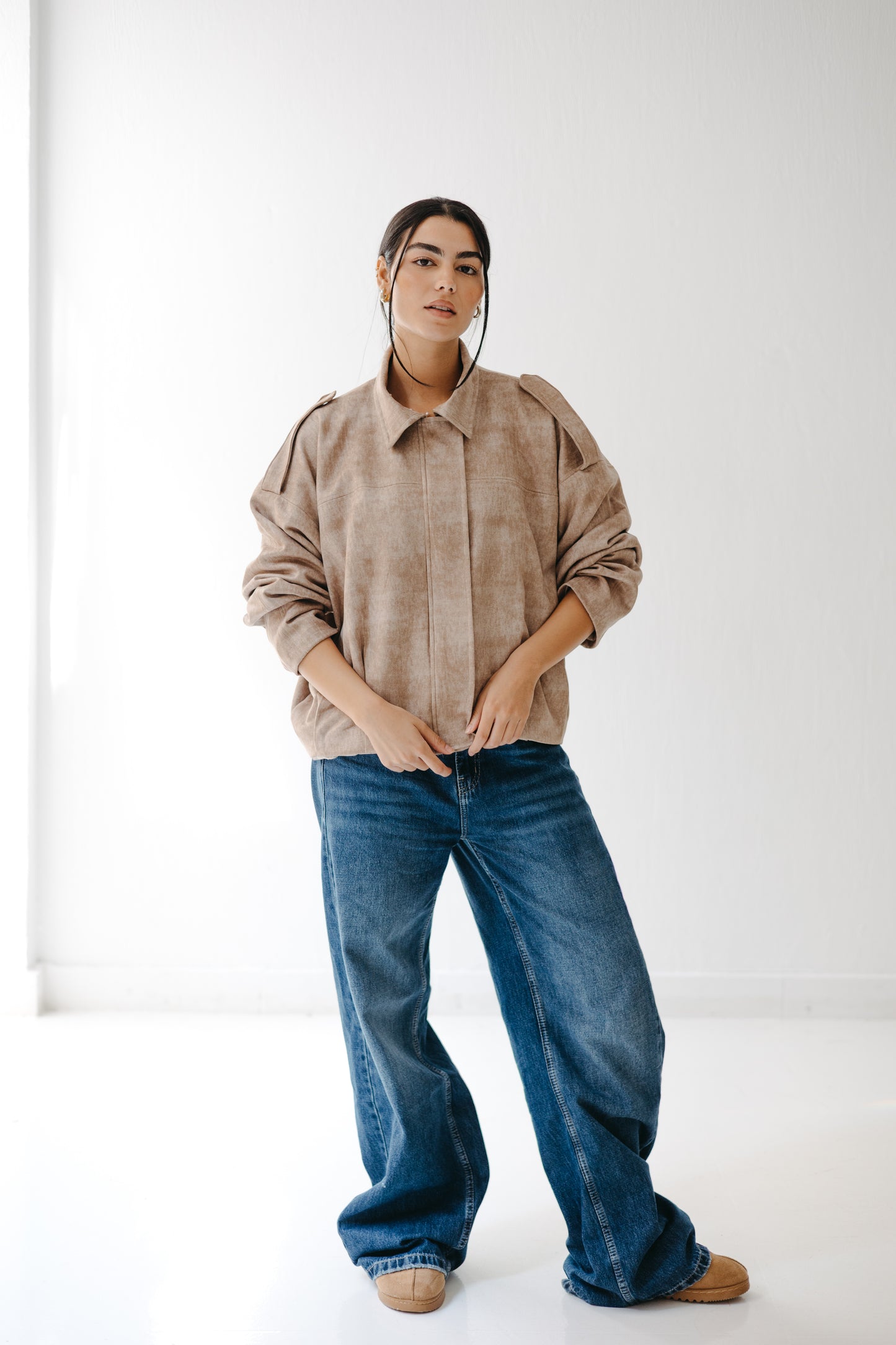 The Nord Suede Jacket in Taupe