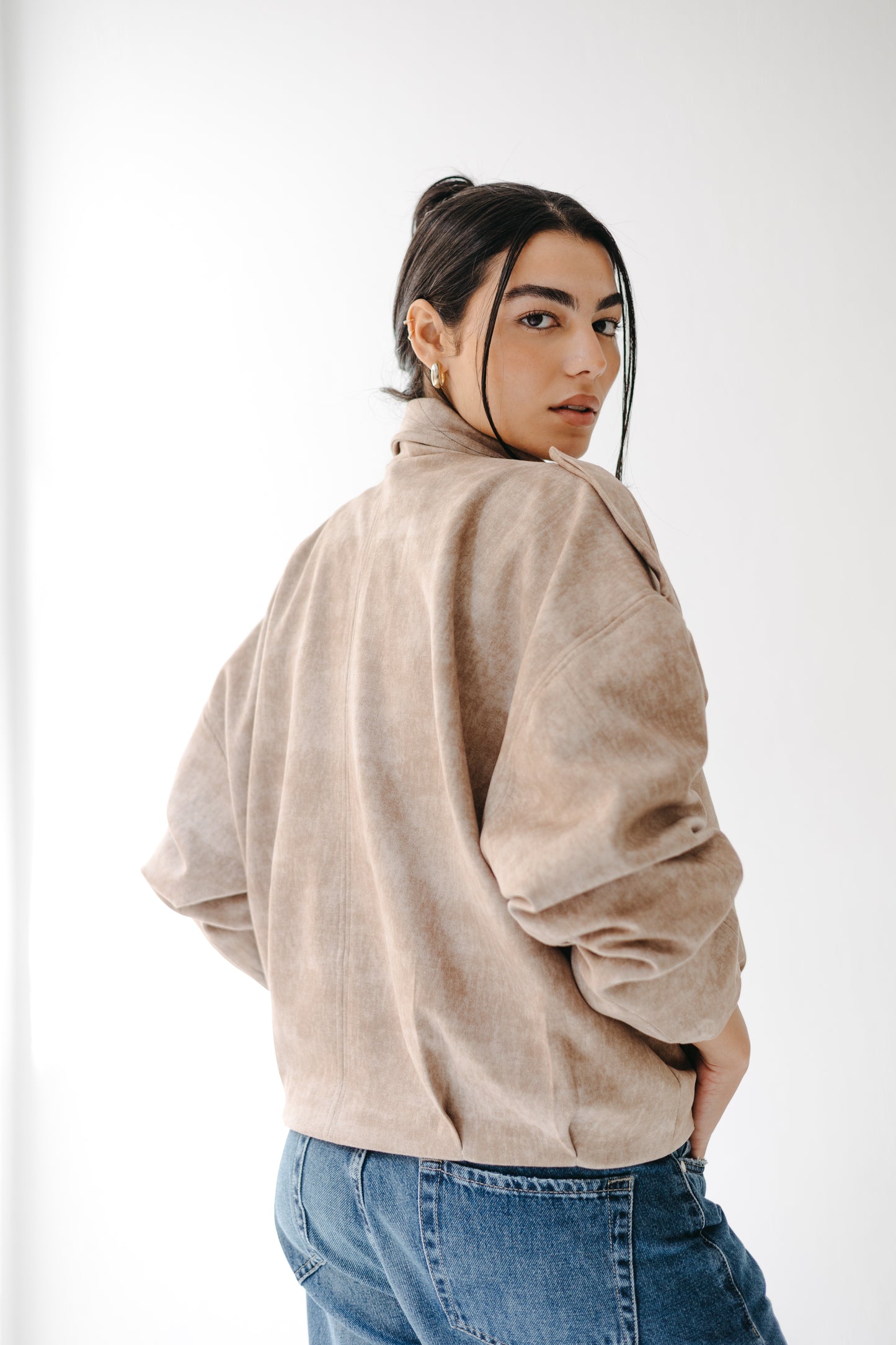 The Nord Suede Jacket in Taupe