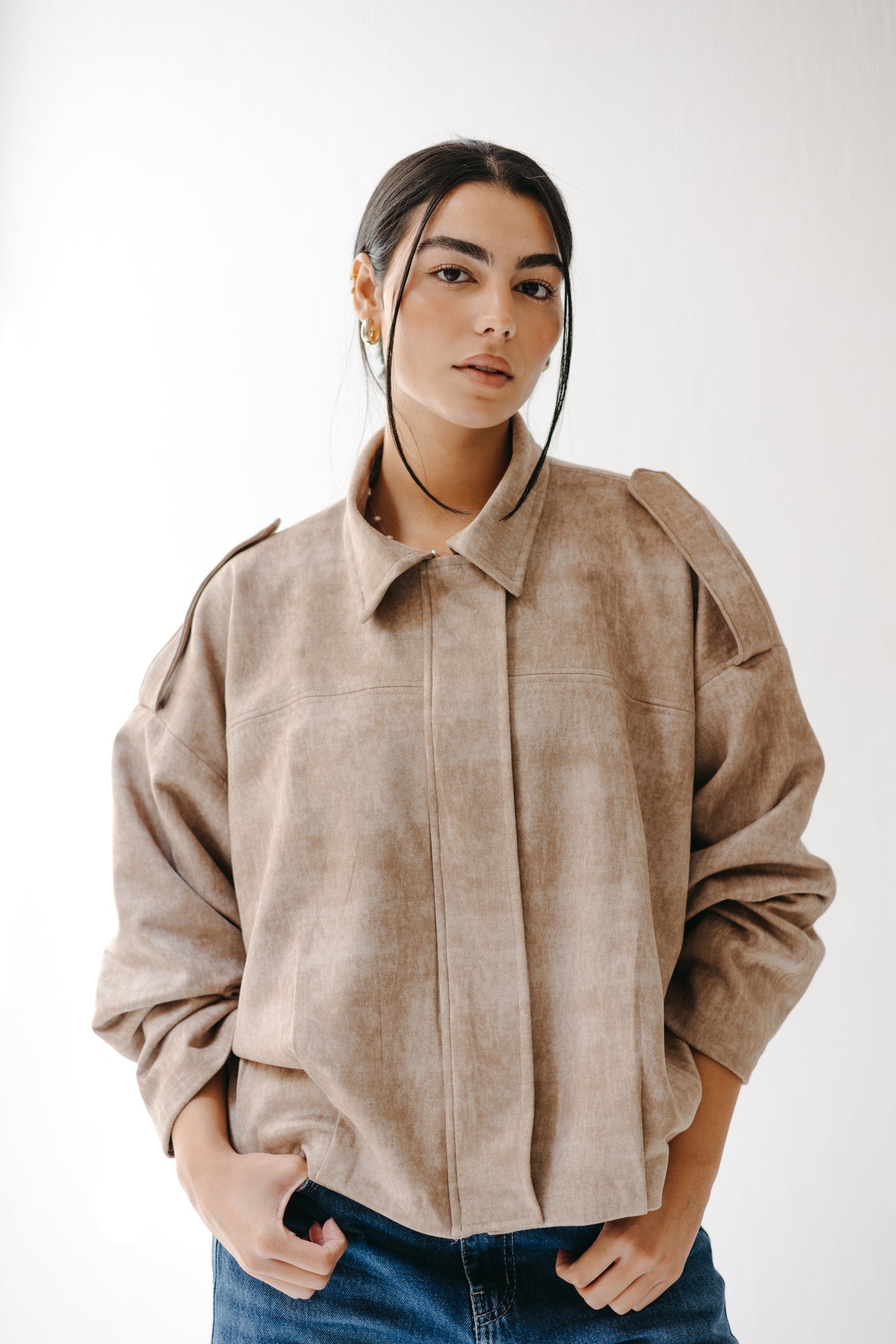 The Nord Suede Jacket in Taupe