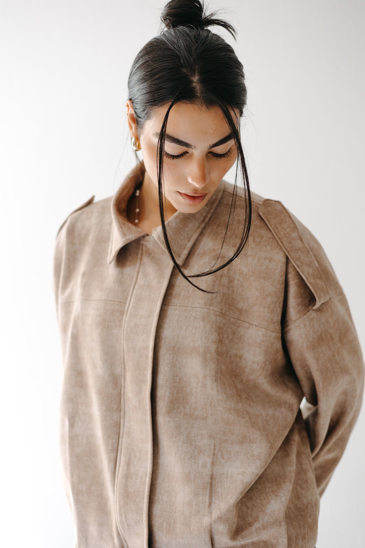 The Nord Suede Jacket in Taupe