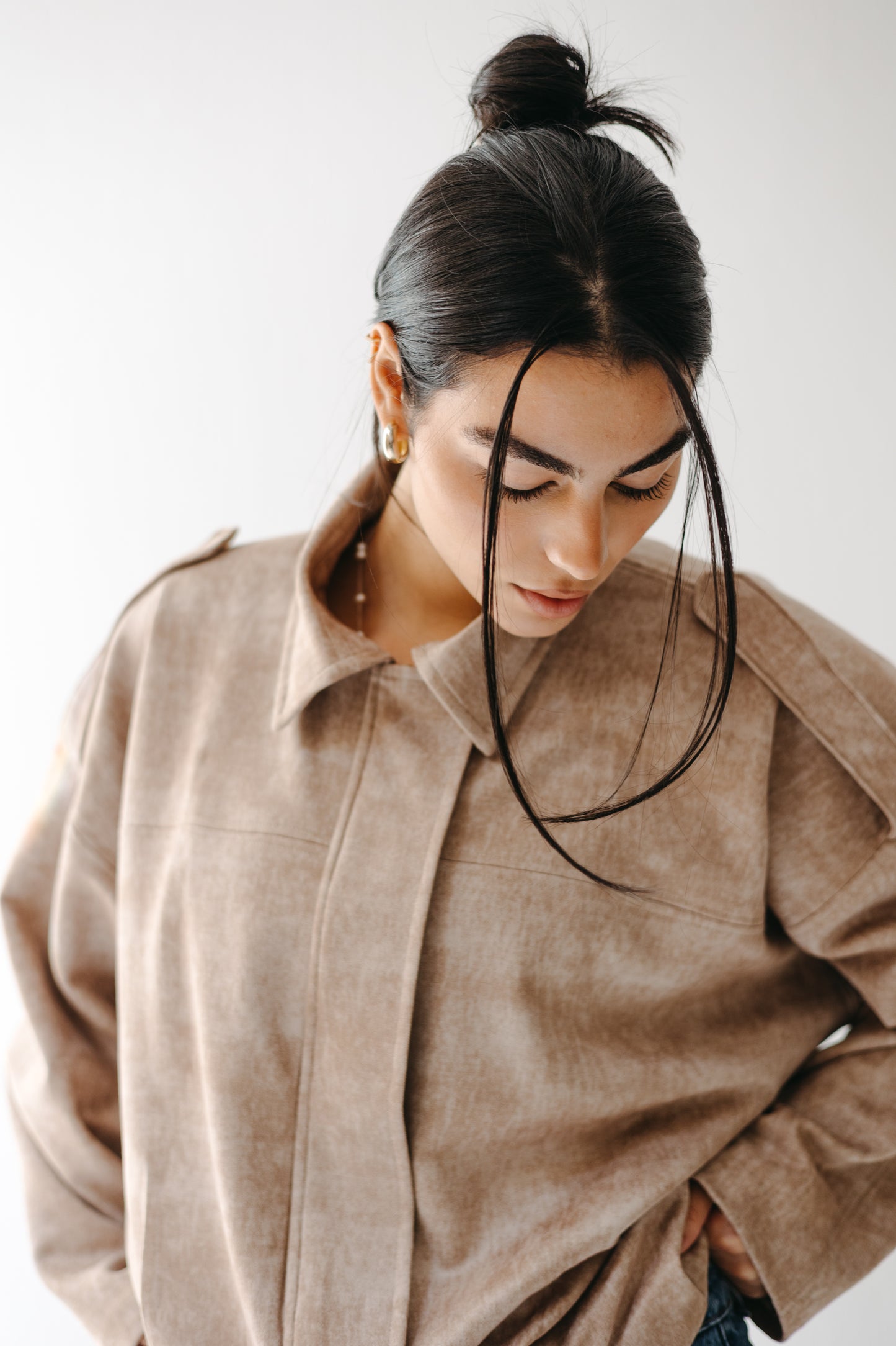 The Nord Suede Jacket in Taupe