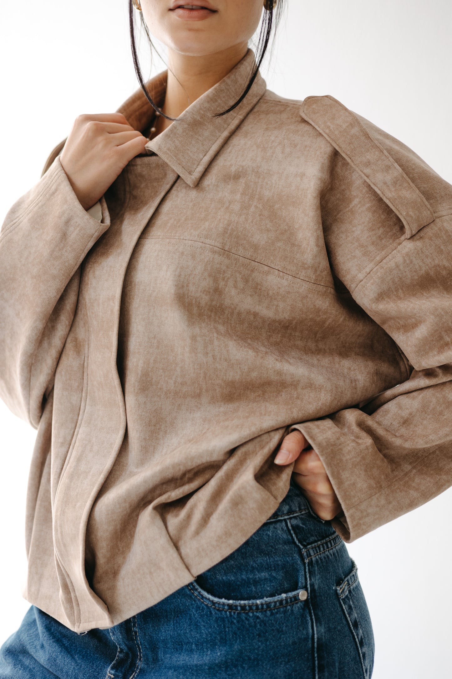 The Nord Suede Jacket in Taupe